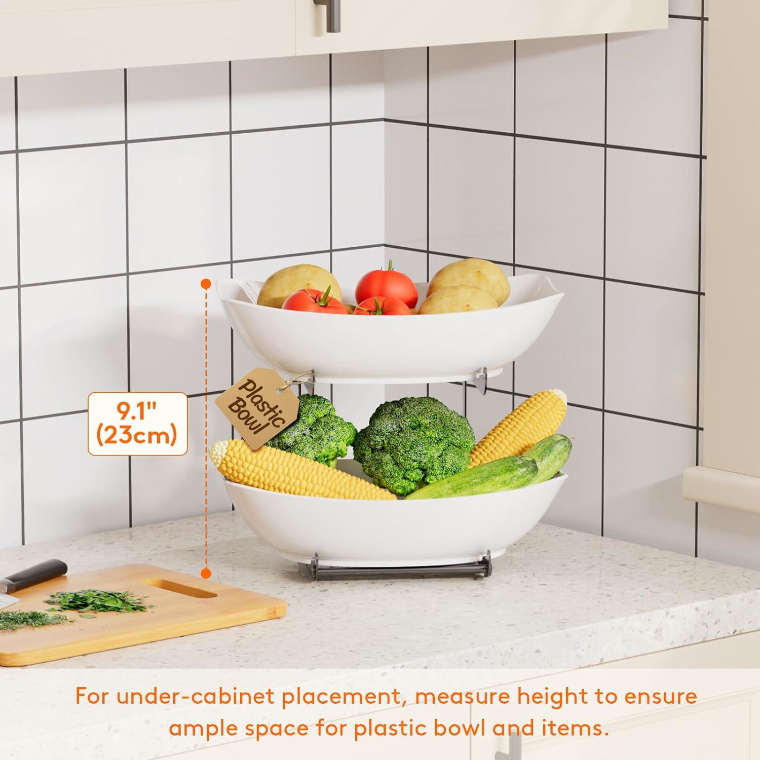 image:imageLifewit Plastic Fruit Bowl Basket for Kitchen Countertop 3 Tier Fruit Holder with Black Metal Stand Serving Tray for Food Vegetable Cake Dessert in PartyBlack