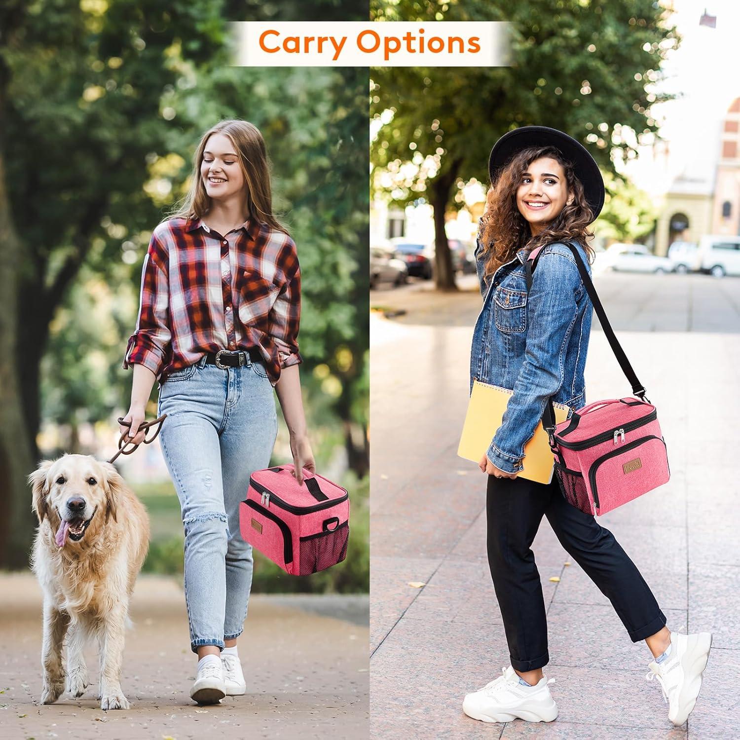 image:imageLifewit Reusable Insulated Lunch Bag Portable Cooler Freezable Soft Lunchbox Leakproof with Adjustable Shoulder Strap for Men Women Adult for Work Picnic or Travel 9L 12 Can BlackPink