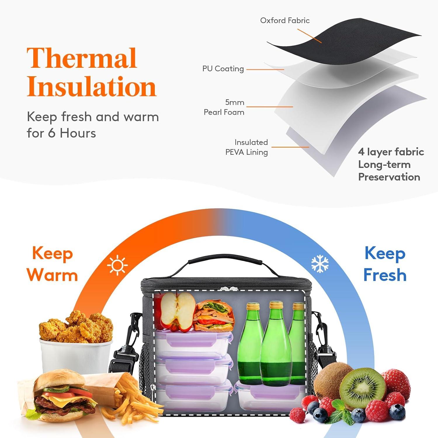 image:imageLifewit Reusable Insulated Lunch Bag Portable Cooler Freezable Soft Lunchbox Leakproof with Adjustable Shoulder Strap for Men Women Adult for Work Picnic or Travel 9L 12 Can BlackBlack