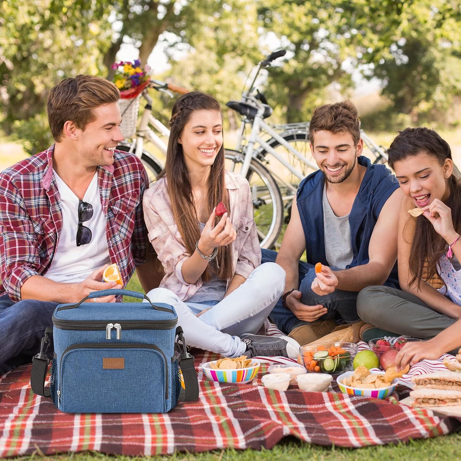 image:imageLifewit Reusable Insulated Lunch Bag Portable Cooler Freezable Soft Lunchbox Leakproof with Adjustable Shoulder Strap for Men Women Adult for Work Picnic or Travel 9L 12 Can BlackDark Blue