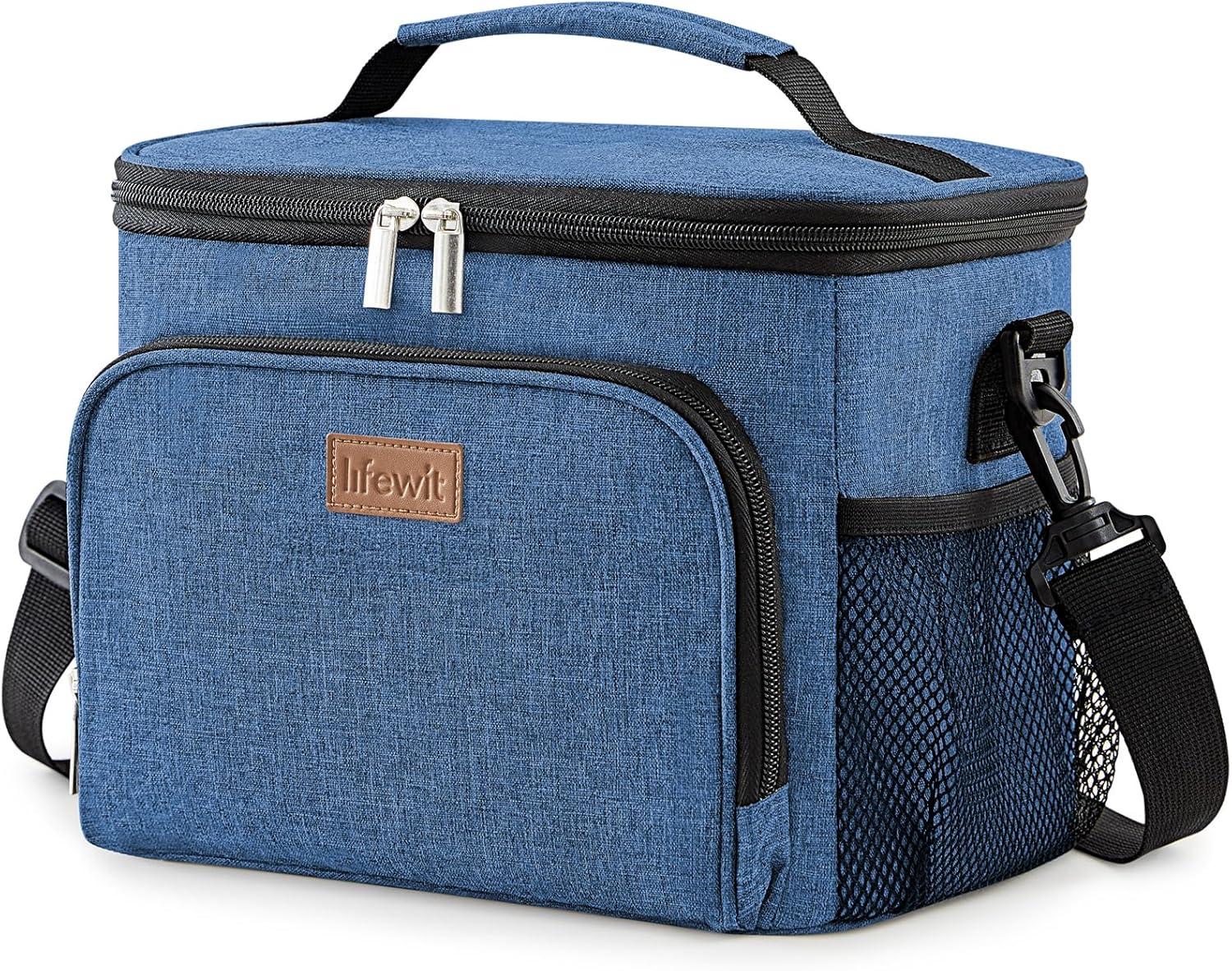 image:imageLifewit Reusable Insulated Lunch Bag Portable Cooler Freezable Soft Lunchbox Leakproof with Adjustable Shoulder Strap for Men Women Adult for Work Picnic or Travel 9L 12 Can BlackDark Blue