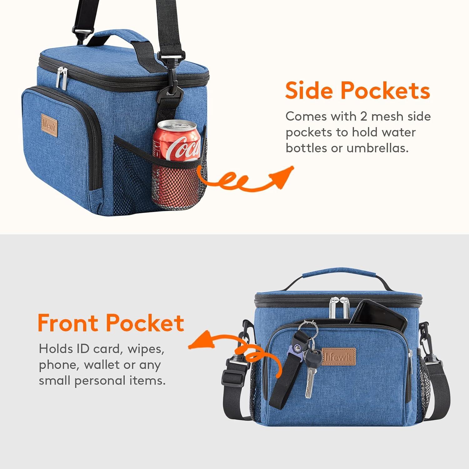 image:imageLifewit Reusable Insulated Lunch Bag Portable Cooler Freezable Soft Lunchbox Leakproof with Adjustable Shoulder Strap for Men Women Adult for Work Picnic or Travel 9L 12 Can BlackDark Blue