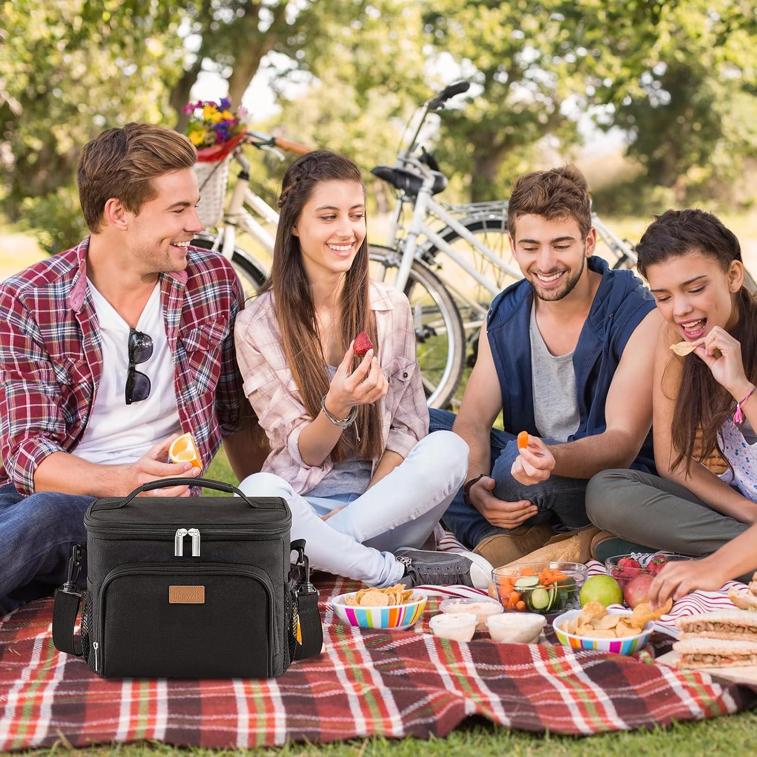 image:imageLifewit Reusable Insulated Lunch Bag Portable Cooler Freezable Soft Lunchbox Leakproof with Adjustable Shoulder Strap for Men Women Adult for Work Picnic or Travel 9L 12 Can BlackBlack