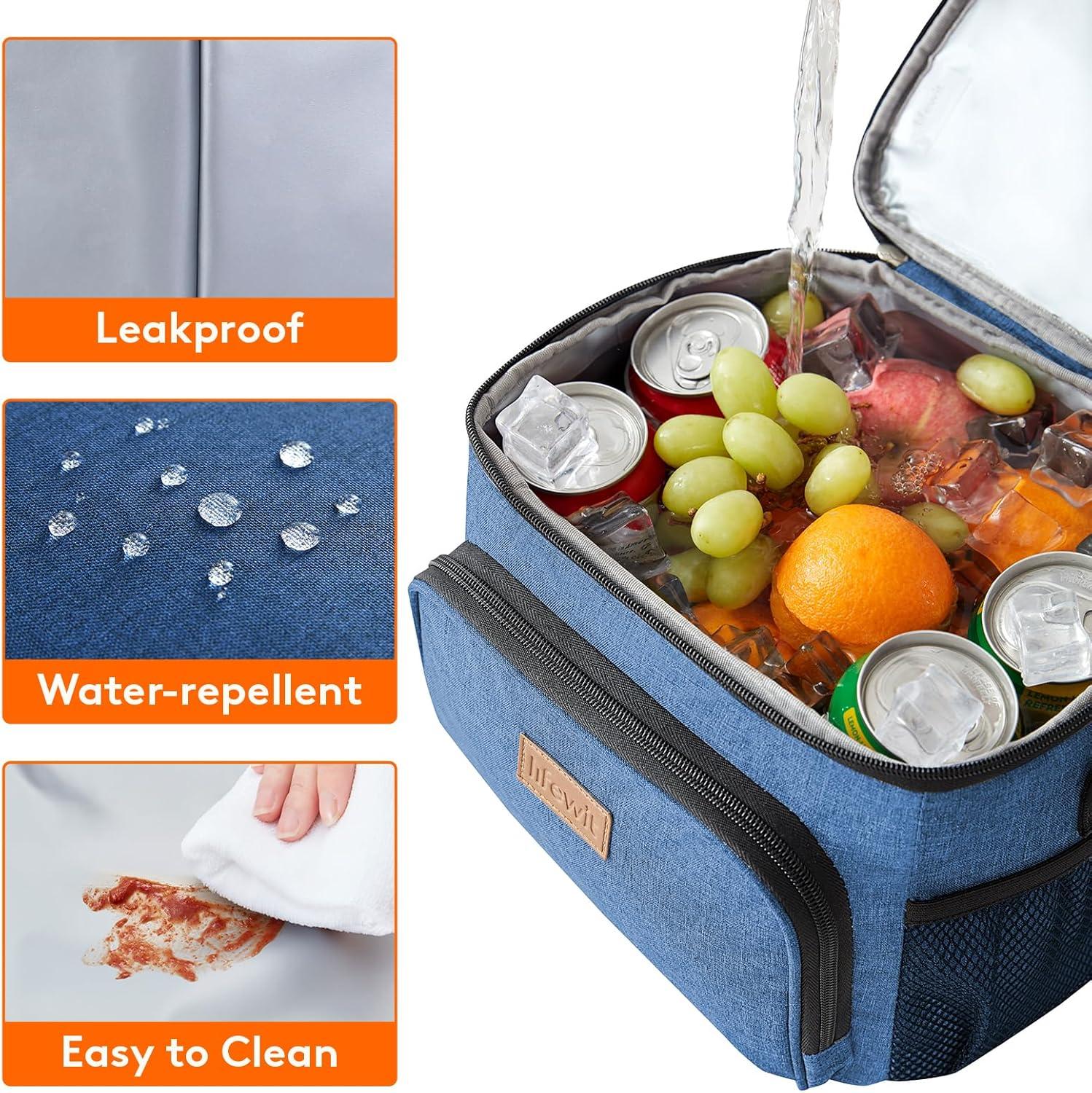 image:imageLifewit Reusable Insulated Lunch Bag Portable Cooler Freezable Soft Lunchbox Leakproof with Adjustable Shoulder Strap for Men Women Adult for Work Picnic or Travel 9L 12 Can BlackDark Blue
