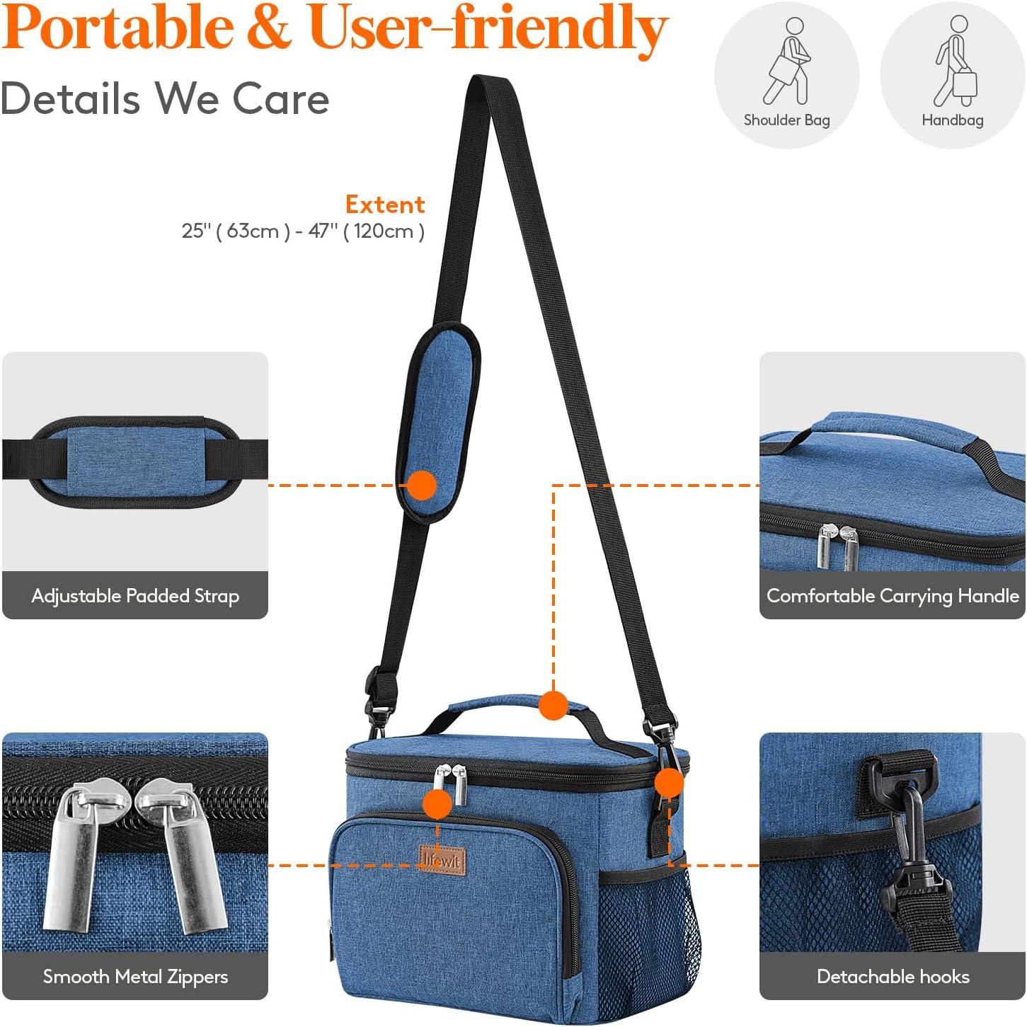 image:imageLifewit Reusable Insulated Lunch Bag Portable Cooler Freezable Soft Lunchbox Leakproof with Adjustable Shoulder Strap for Men Women Adult for Work Picnic or Travel 9L 12 Can BlackDark Blue