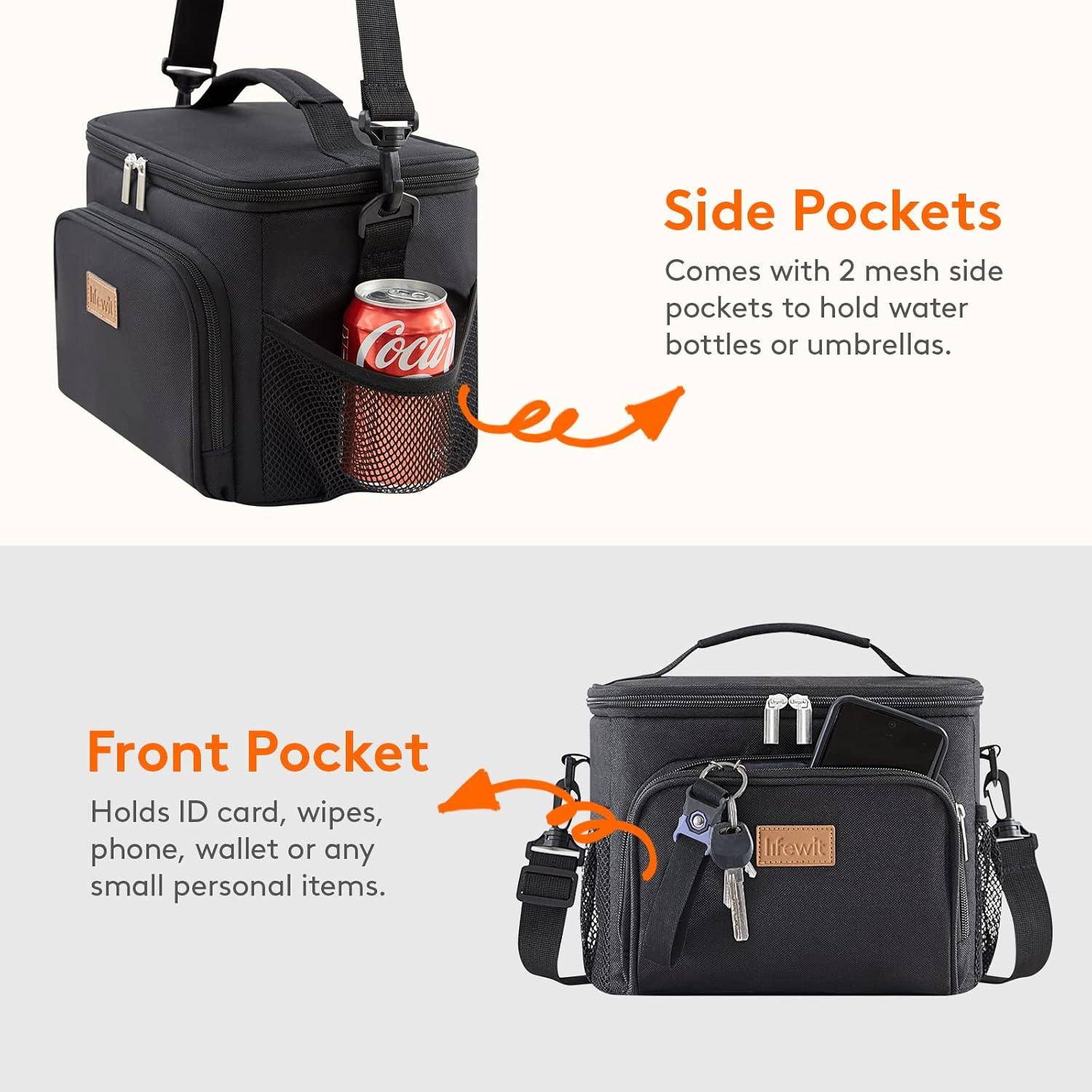 image:imageLifewit Reusable Insulated Lunch Bag Portable Cooler Freezable Soft Lunchbox Leakproof with Adjustable Shoulder Strap for Men Women Adult for Work Picnic or Travel 9L 12 Can BlackBlack