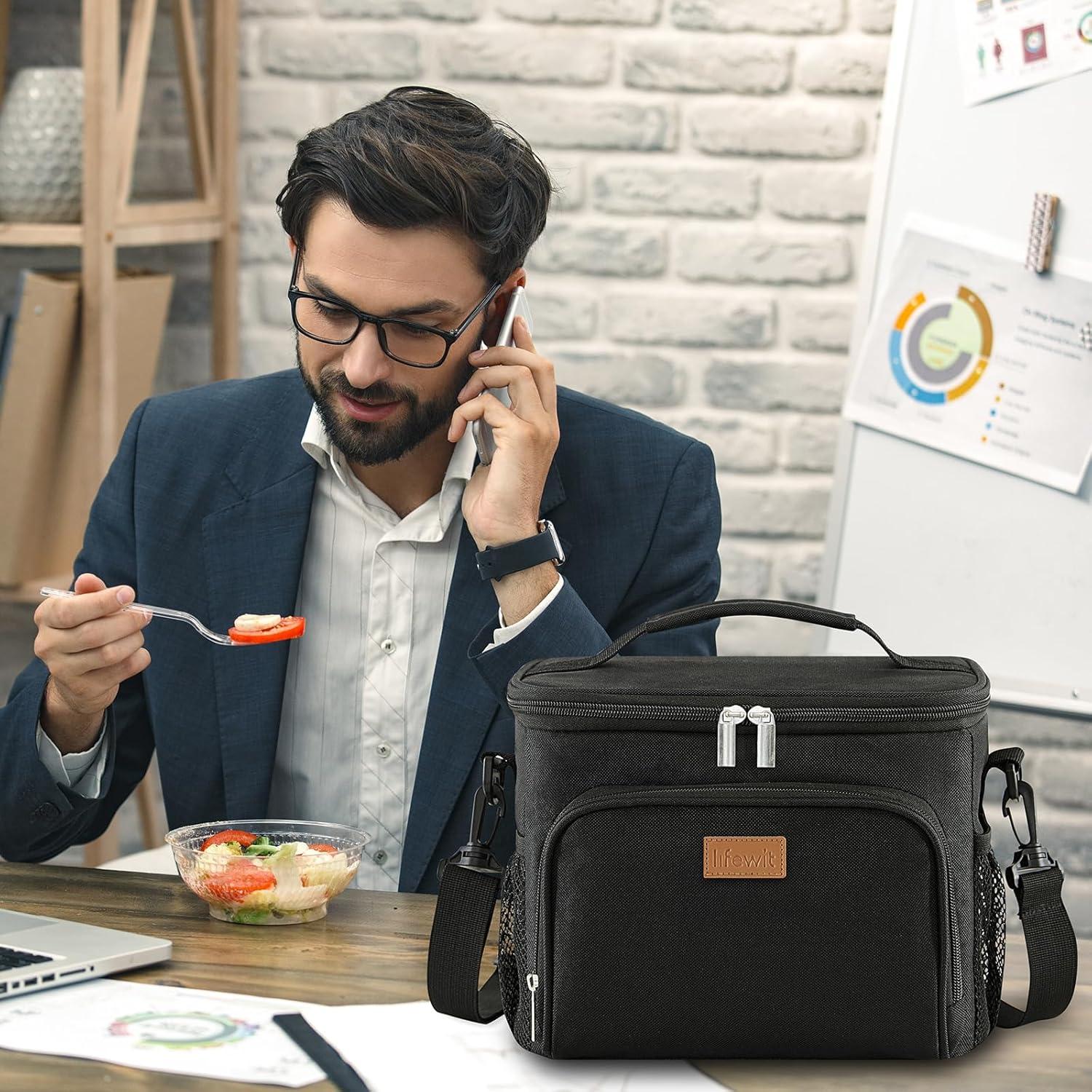 image:imageLifewit Reusable Insulated Lunch Bag Portable Cooler Freezable Soft Lunchbox Leakproof with Adjustable Shoulder Strap for Men Women Adult for Work Picnic or Travel 9L 12 Can BlackBlack