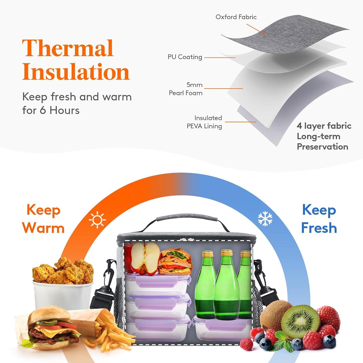 image:imageLifewit Reusable Insulated Lunch Bag Portable Cooler Freezable Soft Lunchbox Leakproof with Adjustable Shoulder Strap for Men Women Adult for Work Picnic or Travel 9L 12 Can BlackGray