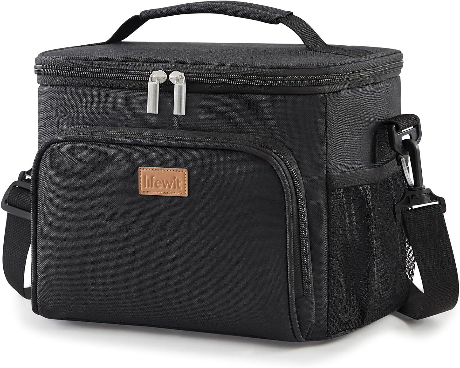 image:imageLifewit Reusable Insulated Lunch Bag Portable Cooler Freezable Soft Lunchbox Leakproof with Adjustable Shoulder Strap for Men Women Adult for Work Picnic or Travel 9L 12 Can BlackBlack
