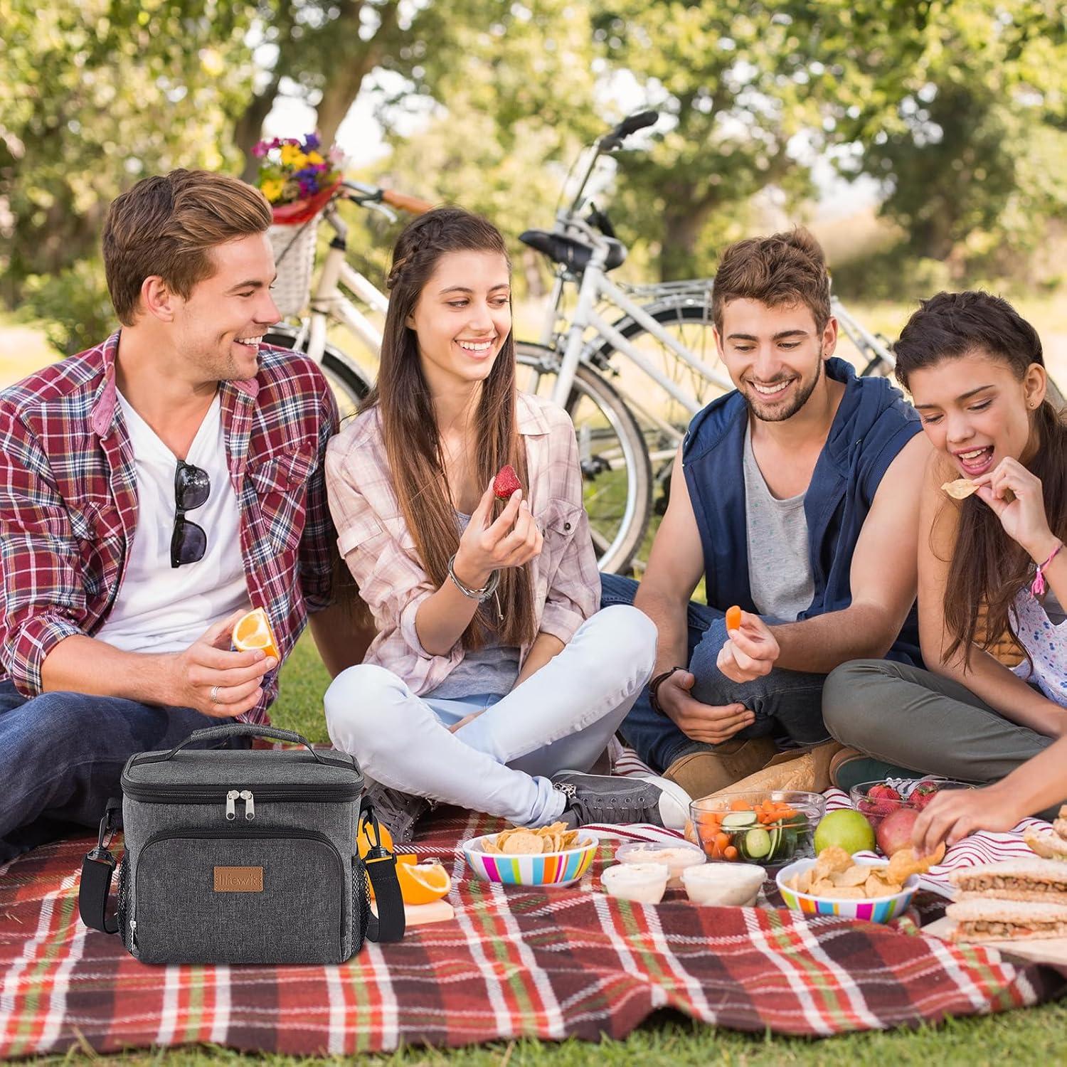 image:imageLifewit Reusable Insulated Lunch Bag Portable Cooler Freezable Soft Lunchbox Leakproof with Adjustable Shoulder Strap for Men Women Adult for Work Picnic or Travel 9L 12 Can BlackDark Gray