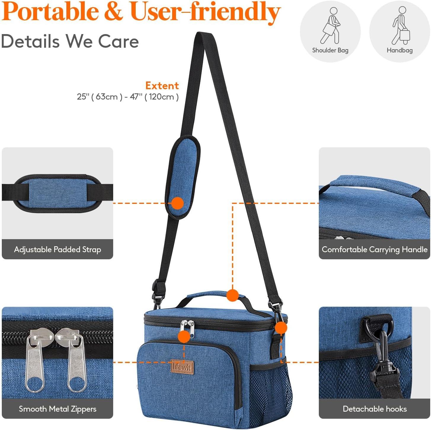 image:imageLifewit Reusable Insulated Lunch Bag Portable Cooler Freezable Soft Lunchbox Leakproof with Adjustable Shoulder Strap for Men Women Adult for Work Picnic or Travel 9L 12 Can BlackDark Blue