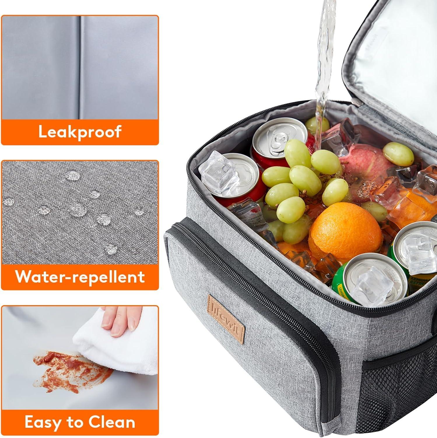 image:imageLifewit Reusable Insulated Lunch Bag Portable Cooler Freezable Soft Lunchbox Leakproof with Adjustable Shoulder Strap for Men Women Adult for Work Picnic or Travel 9L 12 Can BlackGray