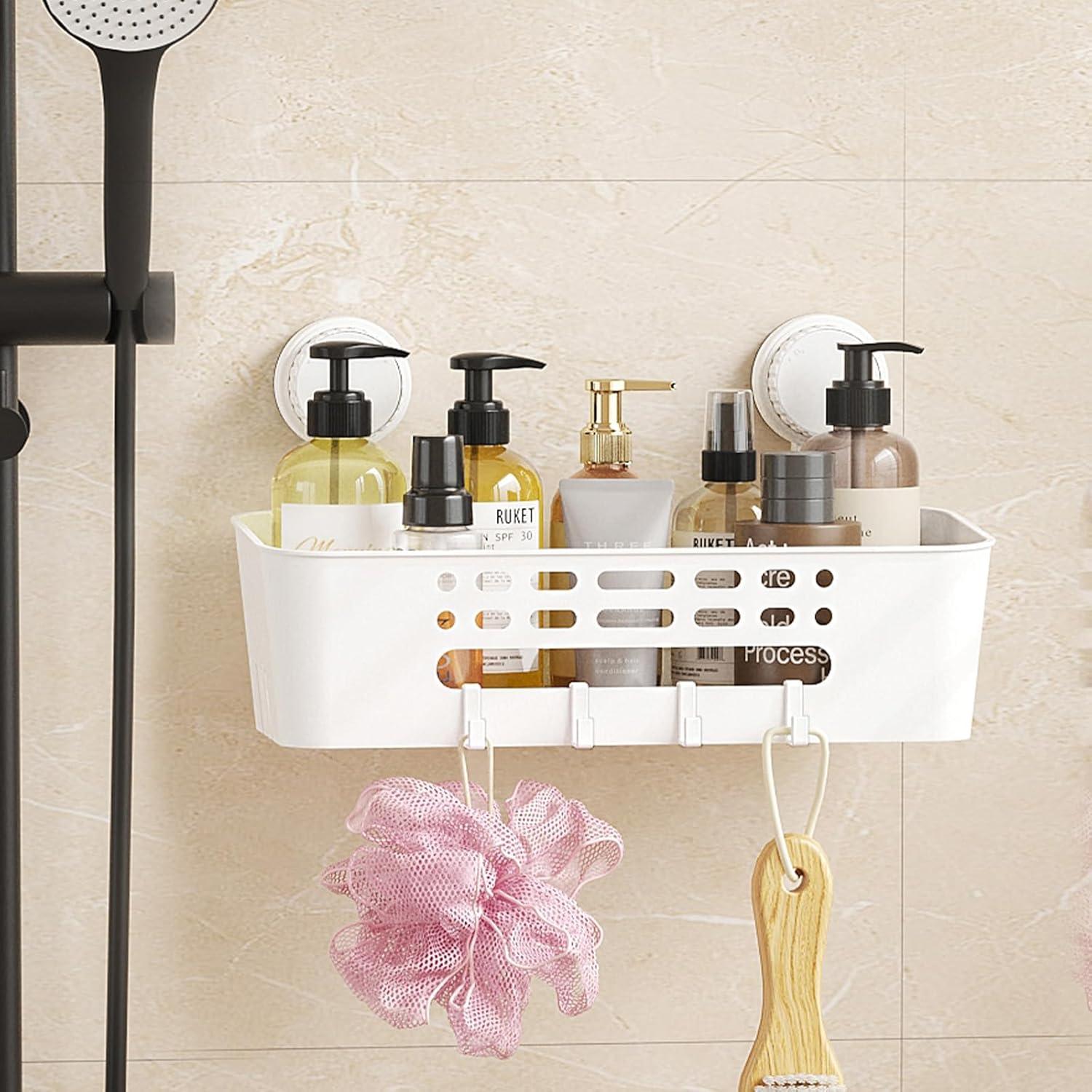 image:imageLifewit Shower Caddy Suction Cup NODrilling Bathroom Organizers and Storage Rack for Inside Shower Plastic Removable Shower Shelves for Shampoo Strong Vacuum Suction 10inch26cm Long 2 Pack2