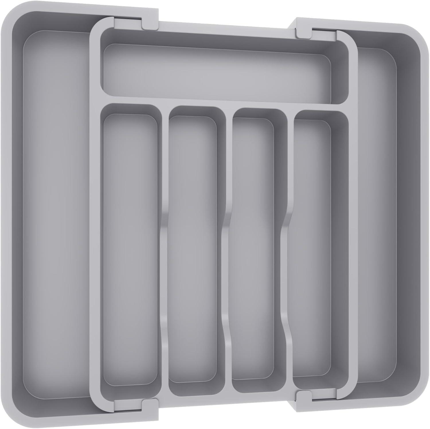 image:imageLifewit Silverware Drawer Organizer Expandable Utensil Tray for Kitchen BPA Free Flatware and Cutlery Holder Adjustable Plastic Storage for Spoons Forks Knives 1322 x 15 BlackGray