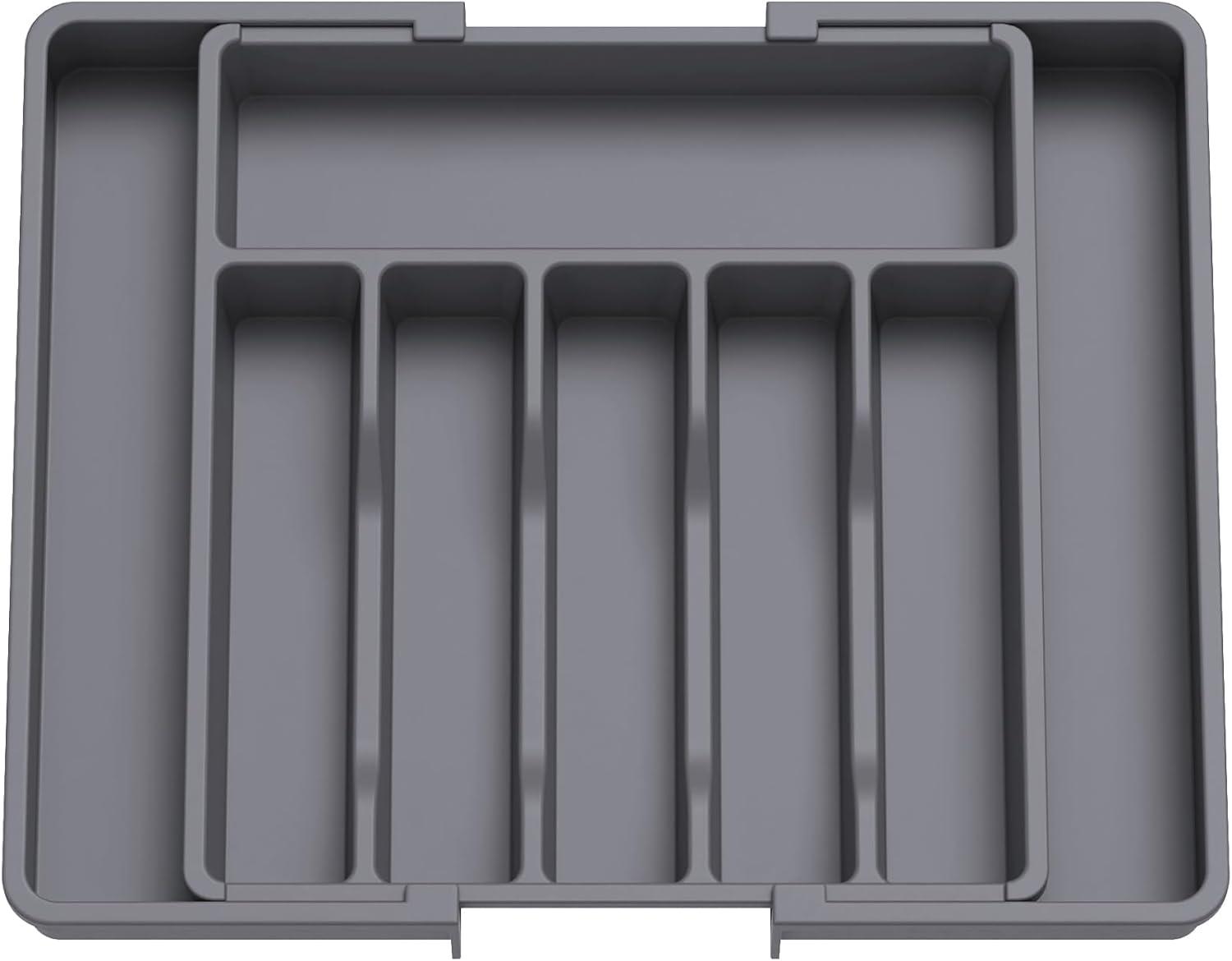 image:imageLifewit Silverware Drawer Organizer Expandable Utensil Tray for Kitchen BPA Free Flatware and Cutlery Holder Adjustable Plastic Storage for Spoons Forks Knives 1322 x 15 BlackDark Gray