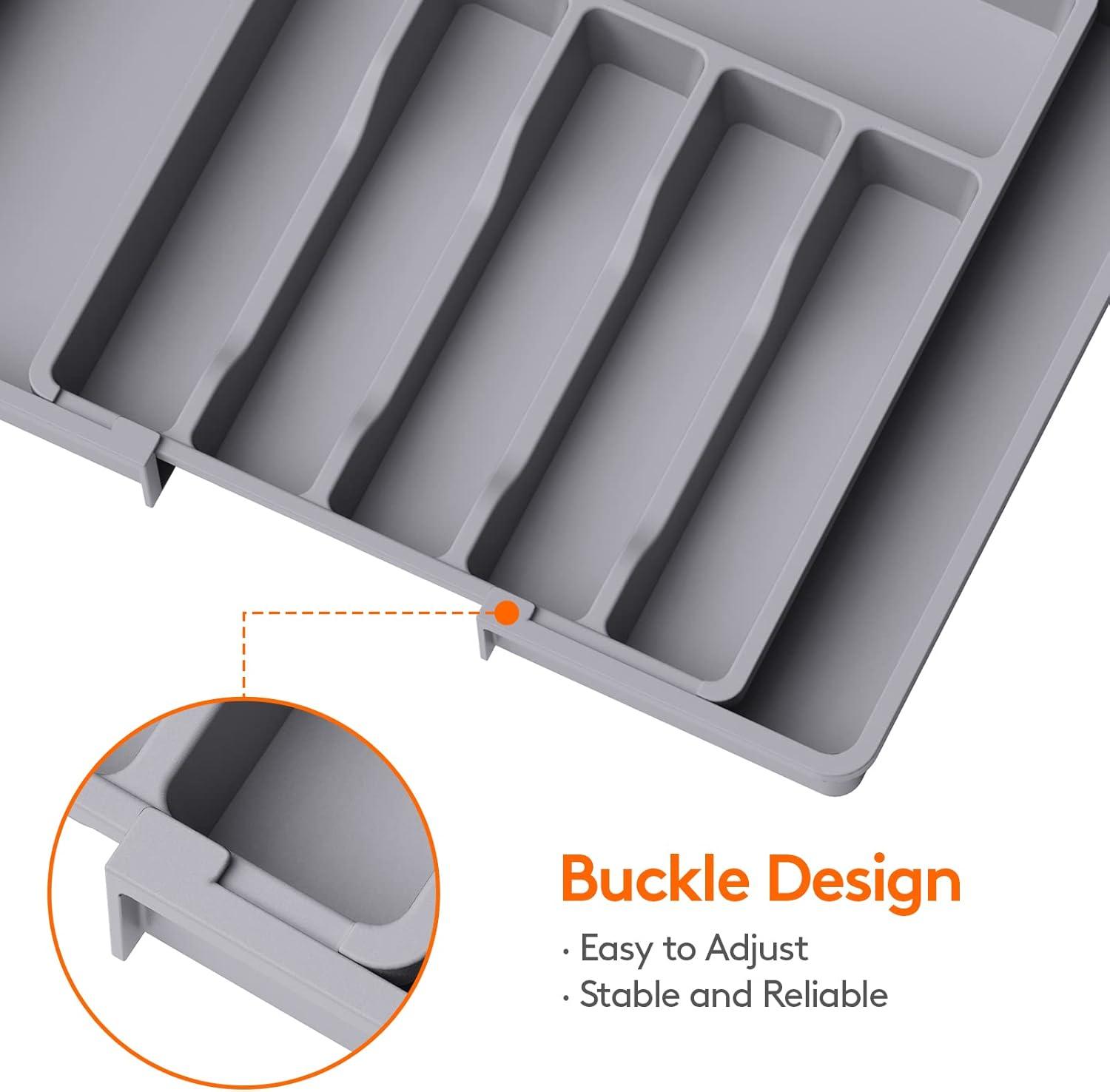 image:imageLifewit Silverware Drawer Organizer Expandable Utensil Tray for Kitchen BPA Free Flatware and Cutlery Holder Adjustable Plastic Storage for Spoons Forks Knives 1322 x 15 BlackGray