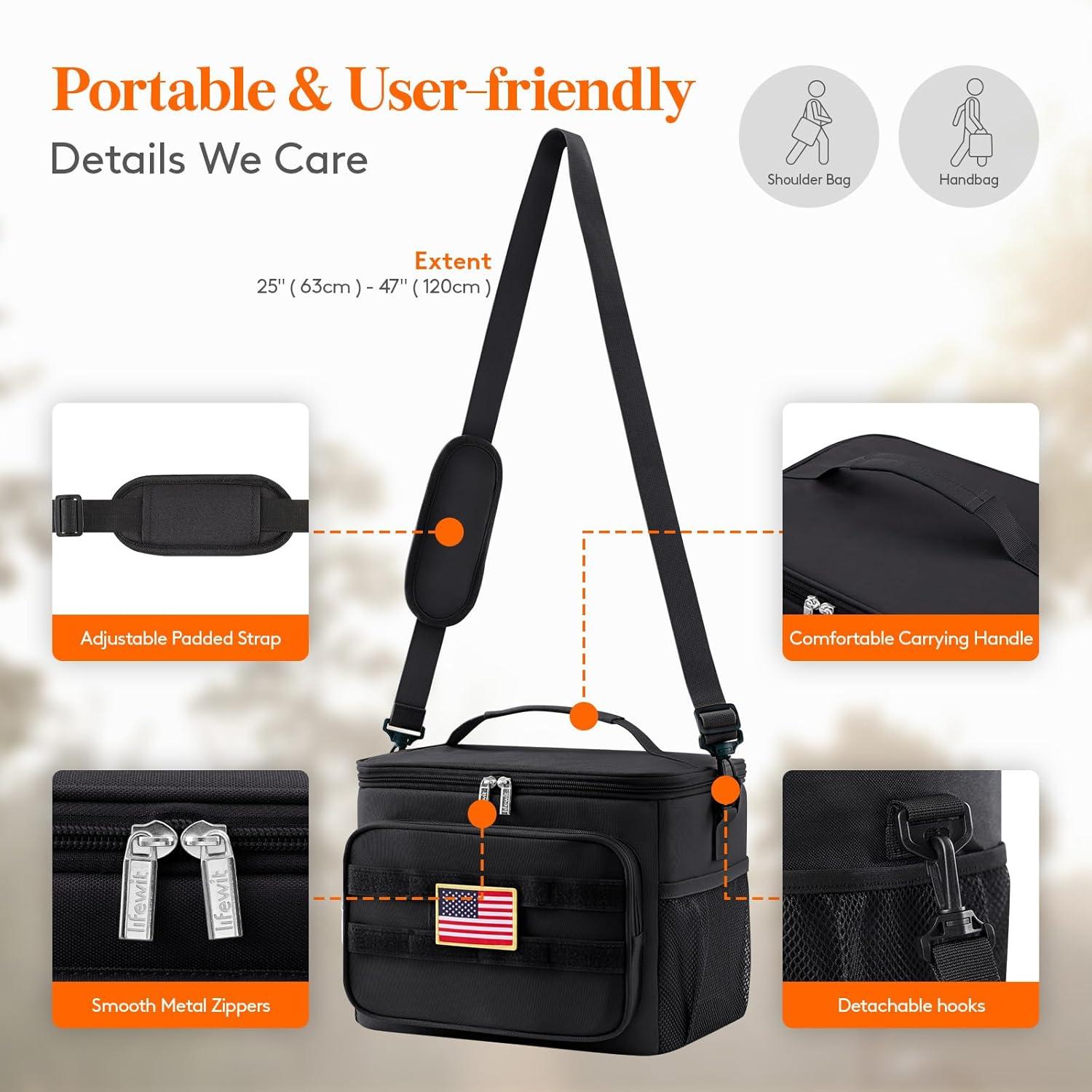 image:imageLifewit Tactical Lunch Box for Men Insulated Lunch Bag 9L 12Can BlackBlack
