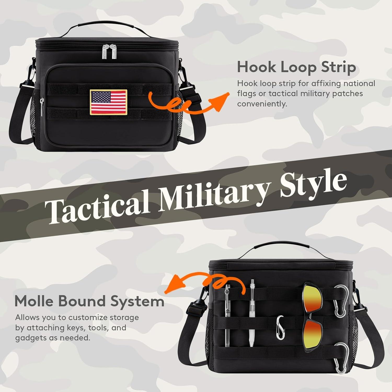 image:imageLifewit Tactical Lunch Box for Men Insulated Lunch Bag 9L 12Can BlackBlack