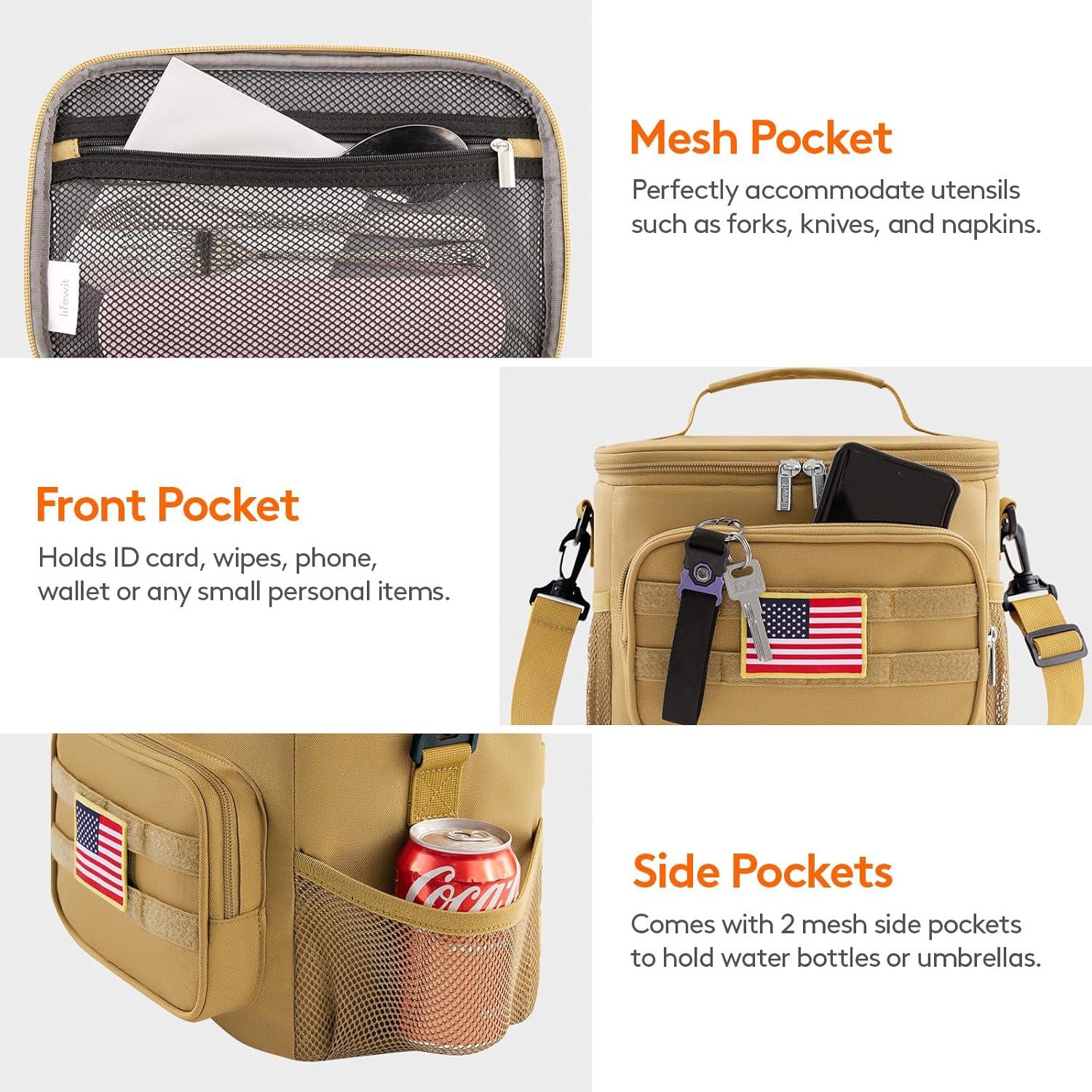 image:imageLifewit Tactical Lunch Box for Men Insulated Lunch Bag 9L 12Can BlackBrown