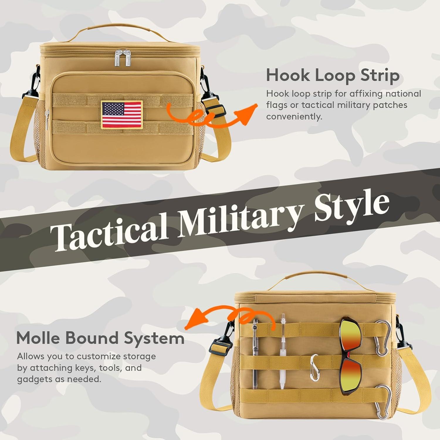 image:imageLifewit Tactical Lunch Box for Men Insulated Lunch Bag 9L 12Can BlackBrown