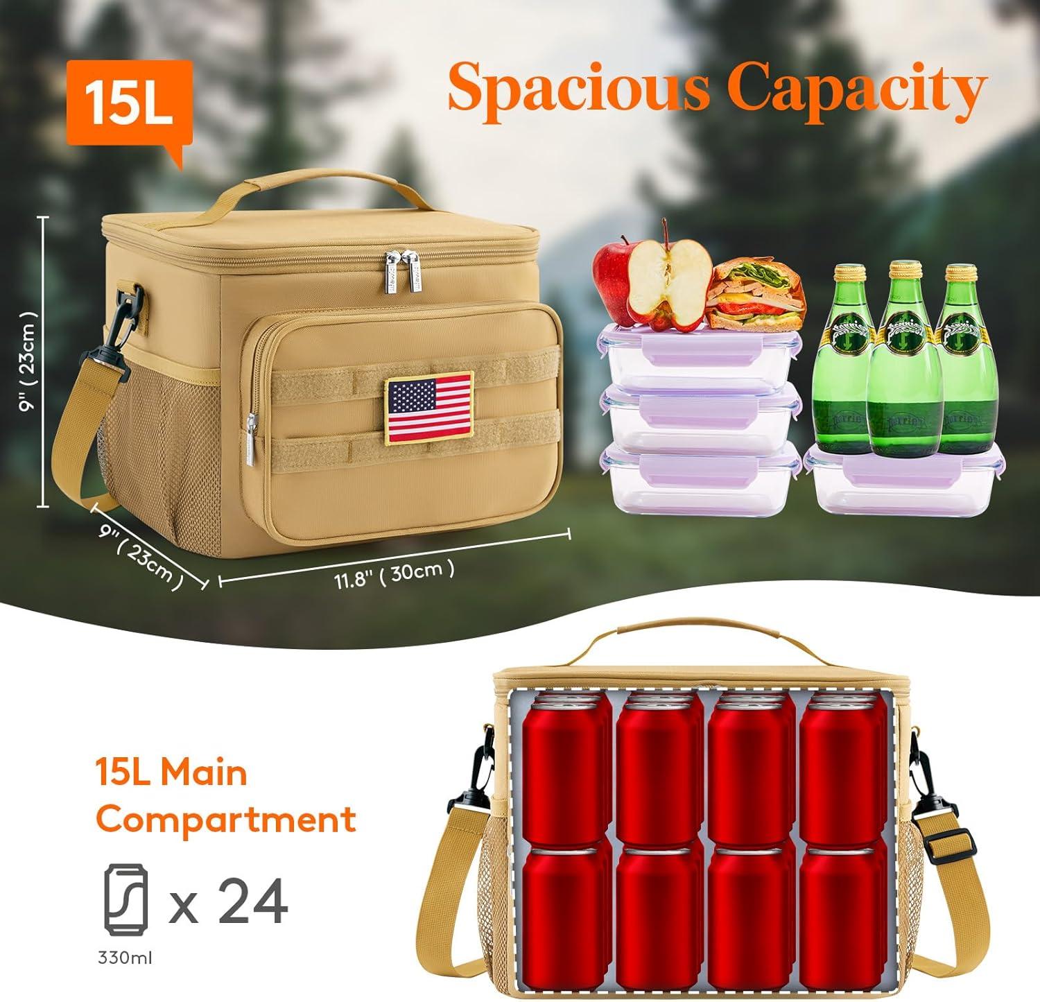 image:imageLifewit Tactical Lunch Box for Men Insulated Lunch Bag 9L 12Can BlackBrown