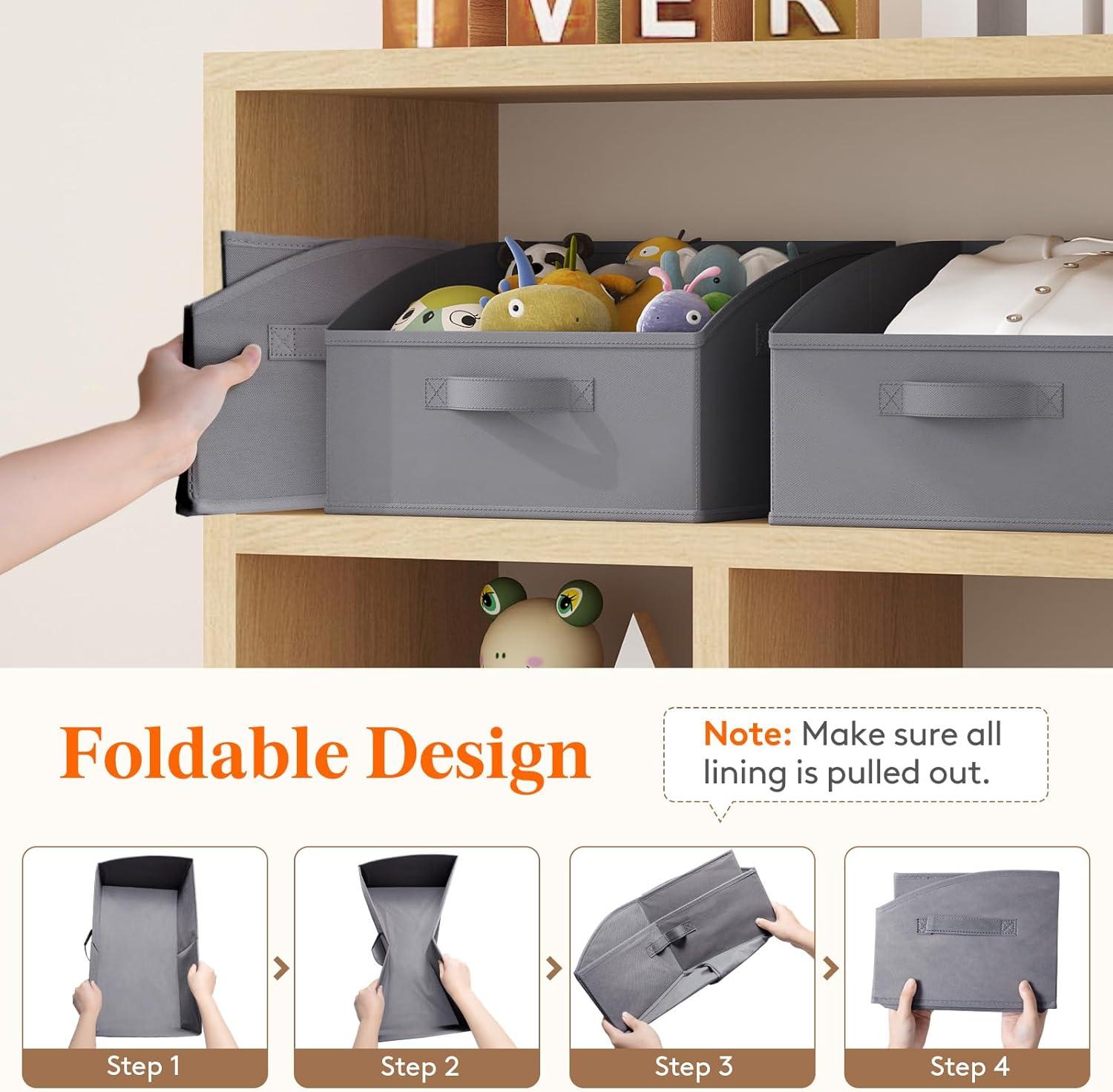 image:imageLifewit Trapezoid Closet Storage Bins for Shelf 6 Packs Nonwoven Closet Organizer Baskets with Handles Foldable Clothes Containers Boxes for Clothing Book Purse 23L Extra Large Light GrayGray
