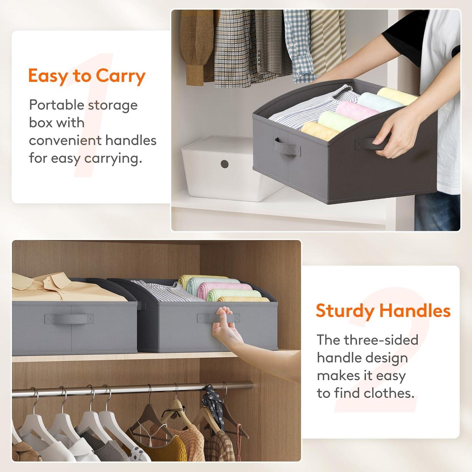 image:imageLifewit Trapezoid Closet Storage Bins for Shelf 6 Packs Nonwoven Closet Organizer Baskets with Handles Foldable Clothes Containers Boxes for Clothing Book Purse 23L Extra Large Light GrayGray