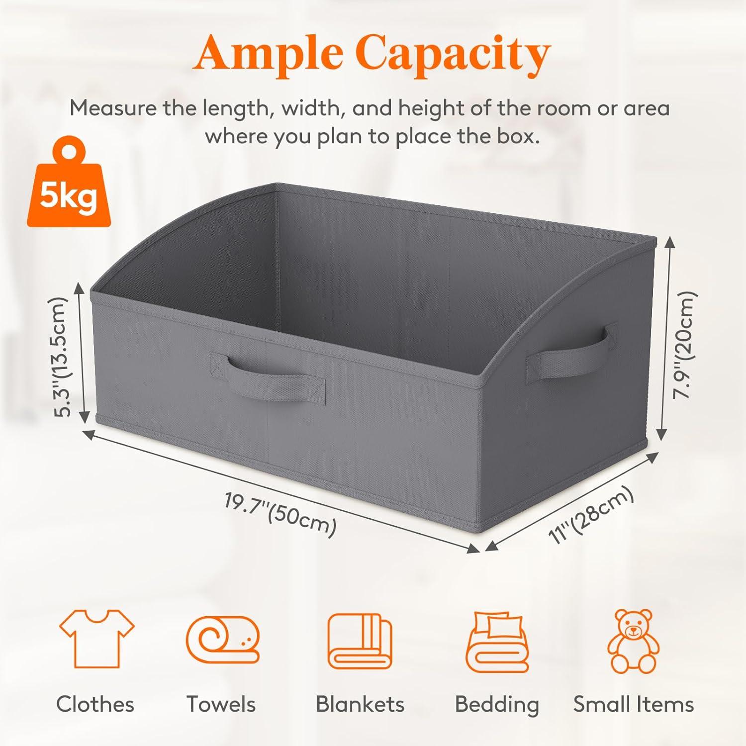 image:imageLifewit Trapezoid Closet Storage Bins for Shelf 6 Packs Nonwoven Closet Organizer Baskets with Handles Foldable Clothes Containers Boxes for Clothing Book Purse 23L Extra Large Light GrayGray