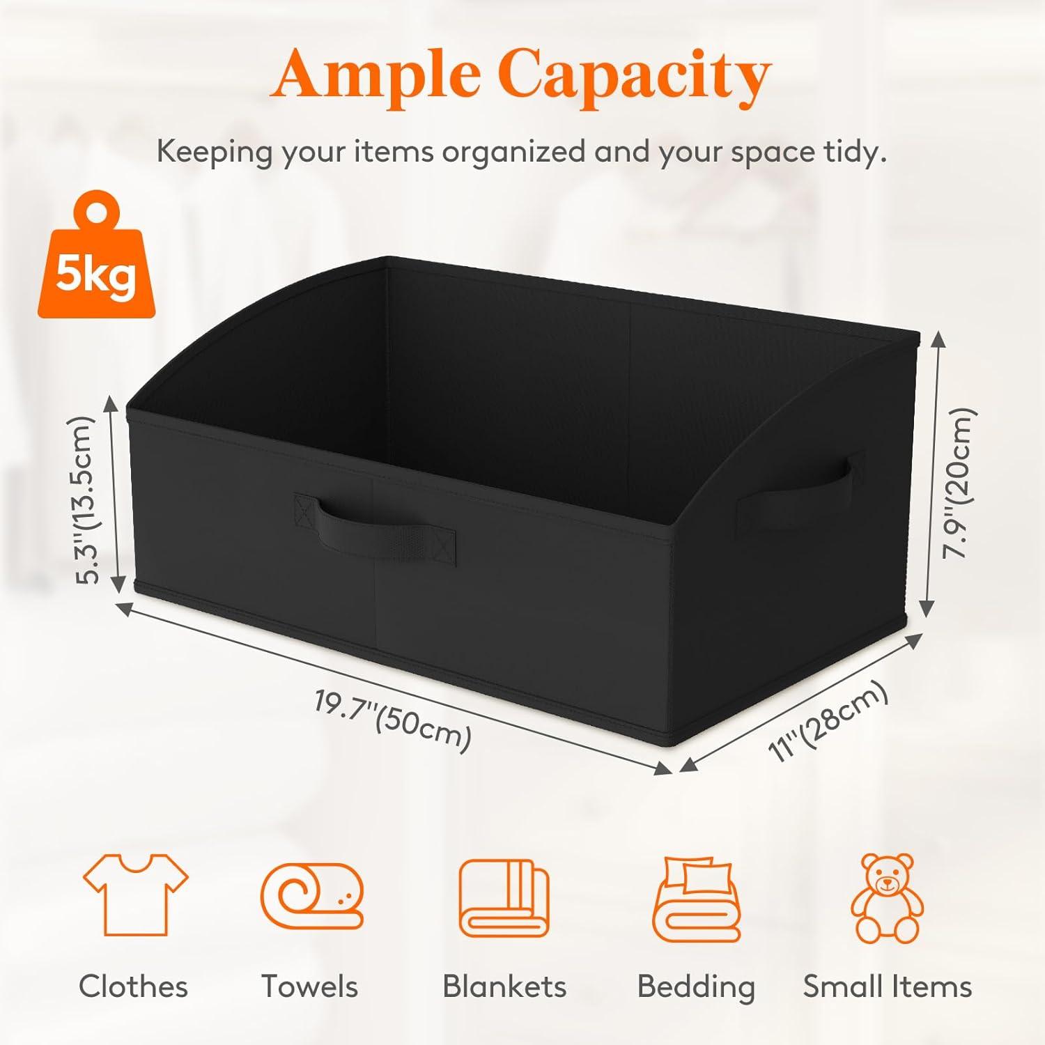 image:imageLifewit Trapezoid Closet Storage Bins for Shelf 6 Packs Nonwoven Closet Organizer Baskets with Handles Foldable Clothes Containers Boxes for Clothing Book Purse 23L Extra Large Light GrayBlack