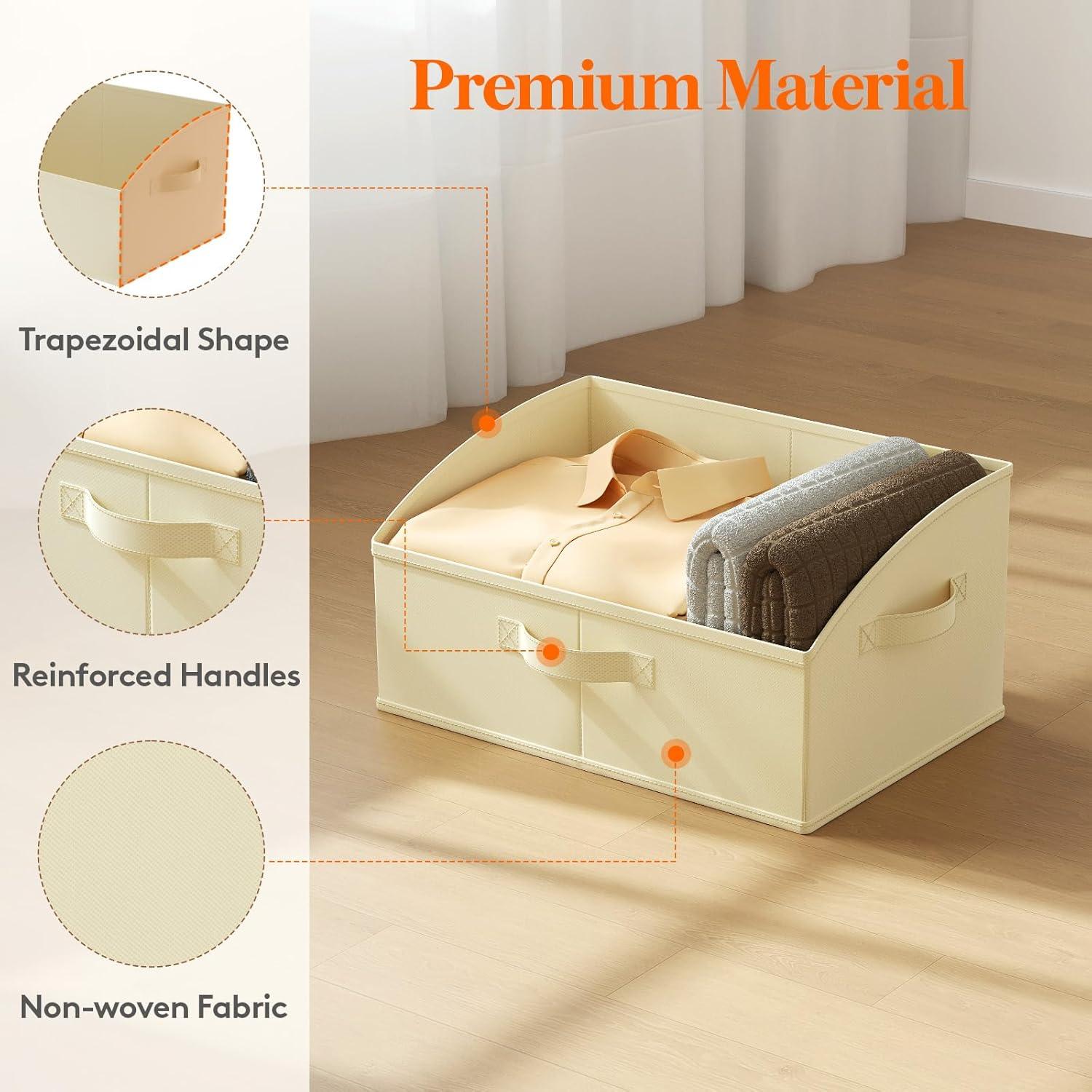 image:imageLifewit Trapezoid Closet Storage Bins for Shelf 6 Packs Nonwoven Closet Organizer Baskets with Handles Foldable Clothes Containers Boxes for Clothing Book Purse 23L Extra Large Light GrayBeige