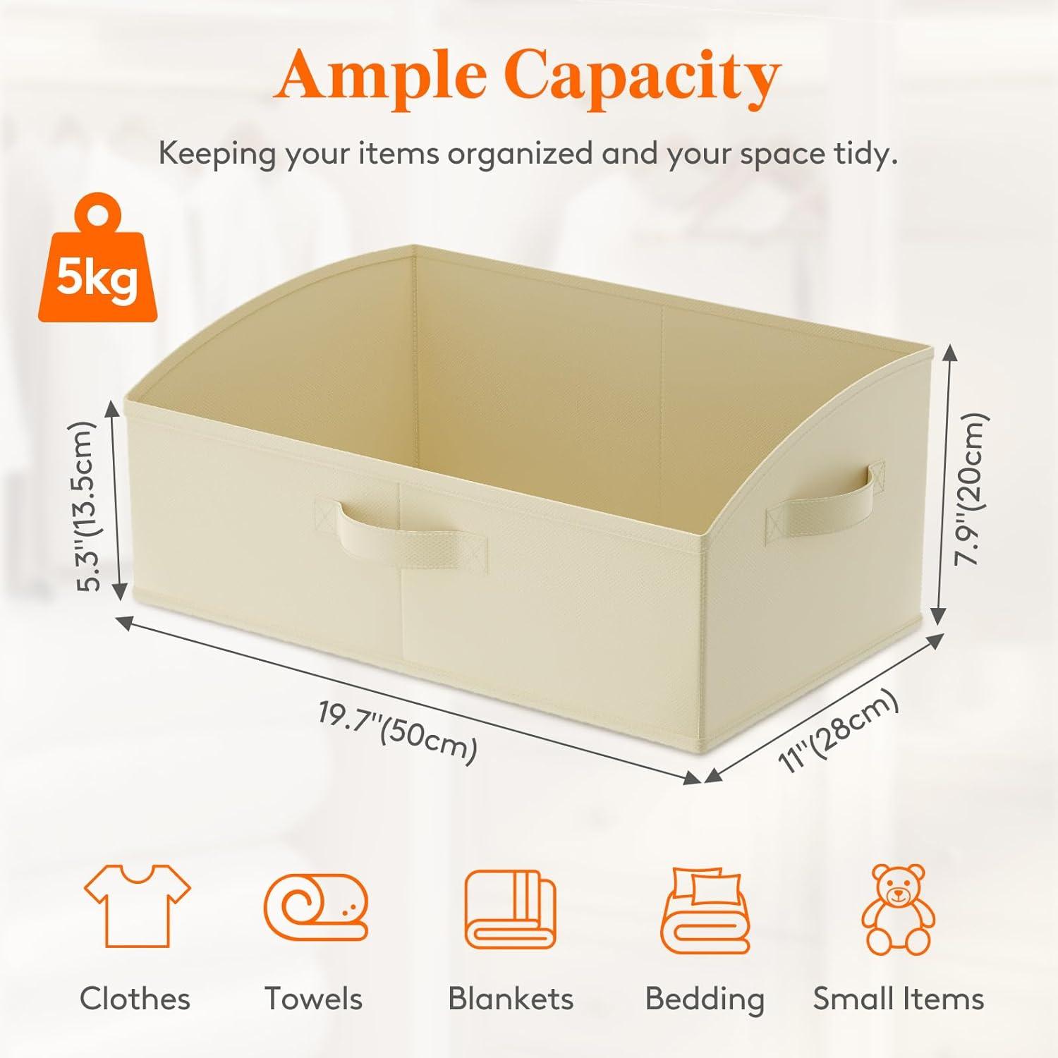 image:imageLifewit Trapezoid Closet Storage Bins for Shelf 6 Packs Nonwoven Closet Organizer Baskets with Handles Foldable Clothes Containers Boxes for Clothing Book Purse 23L Extra Large Light GrayBeige