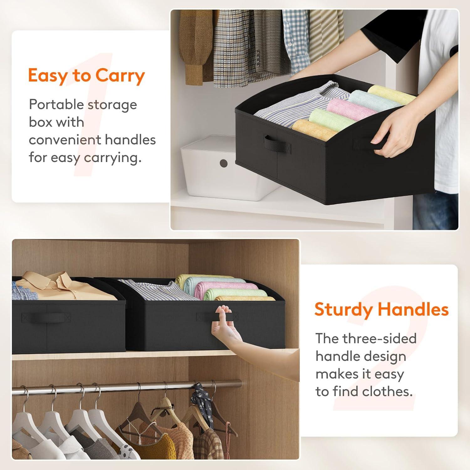 image:imageLifewit Trapezoid Closet Storage Bins for Shelf 6 Packs Nonwoven Closet Organizer Baskets with Handles Foldable Clothes Containers Boxes for Clothing Book Purse 23L Extra Large Light GrayBlack