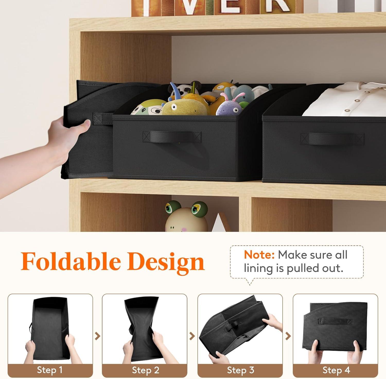 image:imageLifewit Trapezoid Closet Storage Bins for Shelf 6 Packs Nonwoven Closet Organizer Baskets with Handles Foldable Clothes Containers Boxes for Clothing Book Purse 23L Extra Large Light GrayBlack