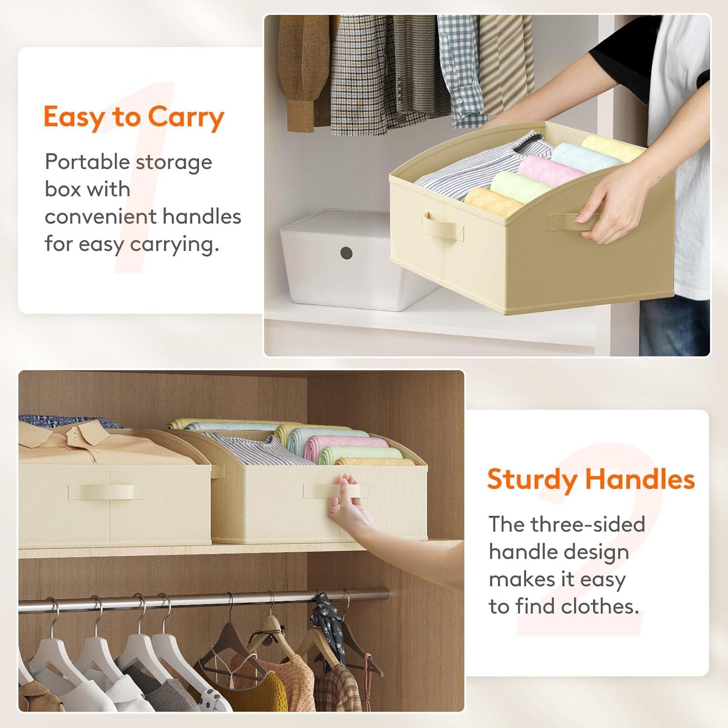 image:imageLifewit Trapezoid Closet Storage Bins for Shelf 6 Packs Nonwoven Closet Organizer Baskets with Handles Foldable Clothes Containers Boxes for Clothing Book Purse 23L Extra Large Light GrayBeige