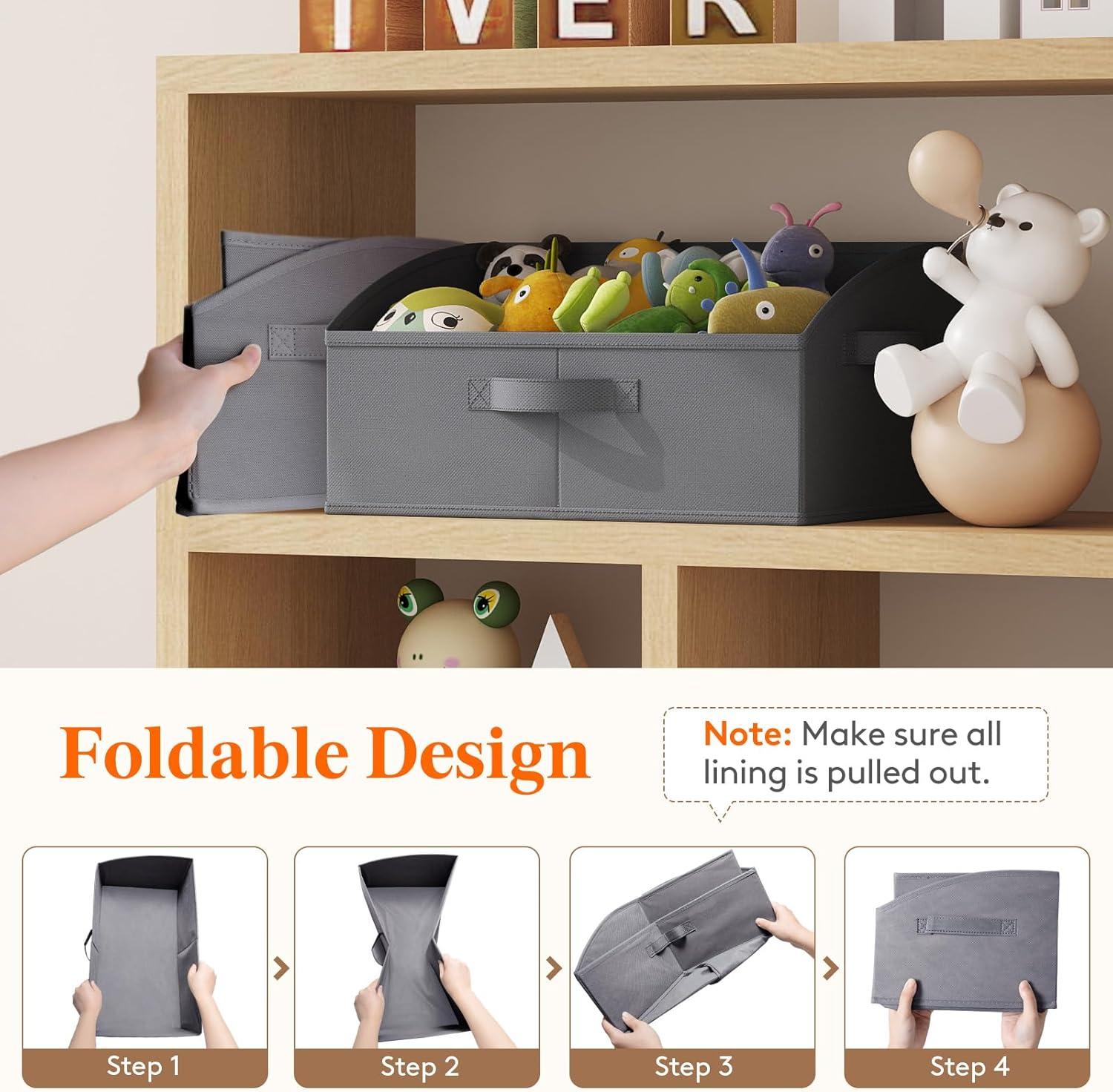 image:imageLifewit Trapezoid Closet Storage Bins for Shelf 6 Packs Nonwoven Closet Organizer Baskets with Handles Foldable Clothes Containers Boxes for Clothing Book Purse 23L Extra Large Light GrayGray