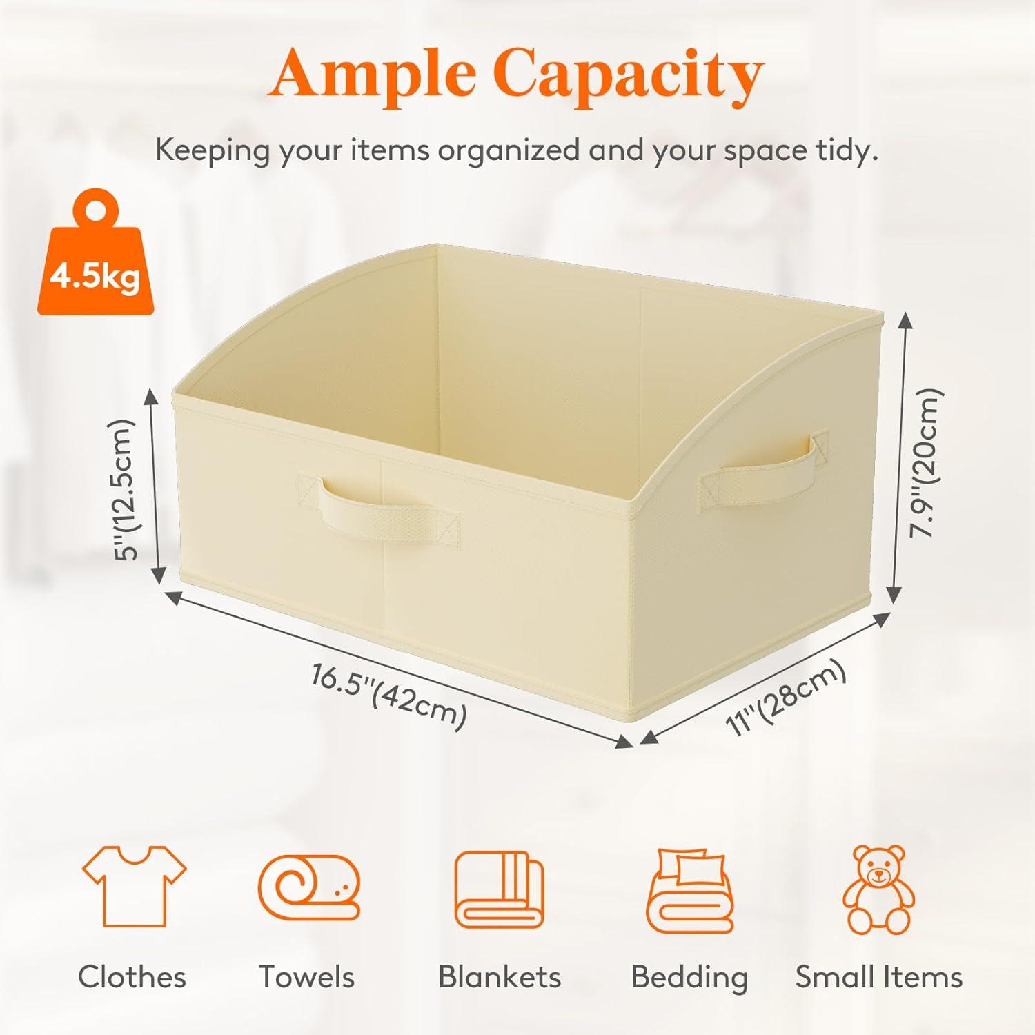 image:imageLifewit Trapezoid Closet Storage Bins for Shelf 6 Packs Nonwoven Closet Organizer Baskets with Handles Foldable Clothes Containers Boxes for Clothing Book Purse 23L Extra Large Light GrayBeige