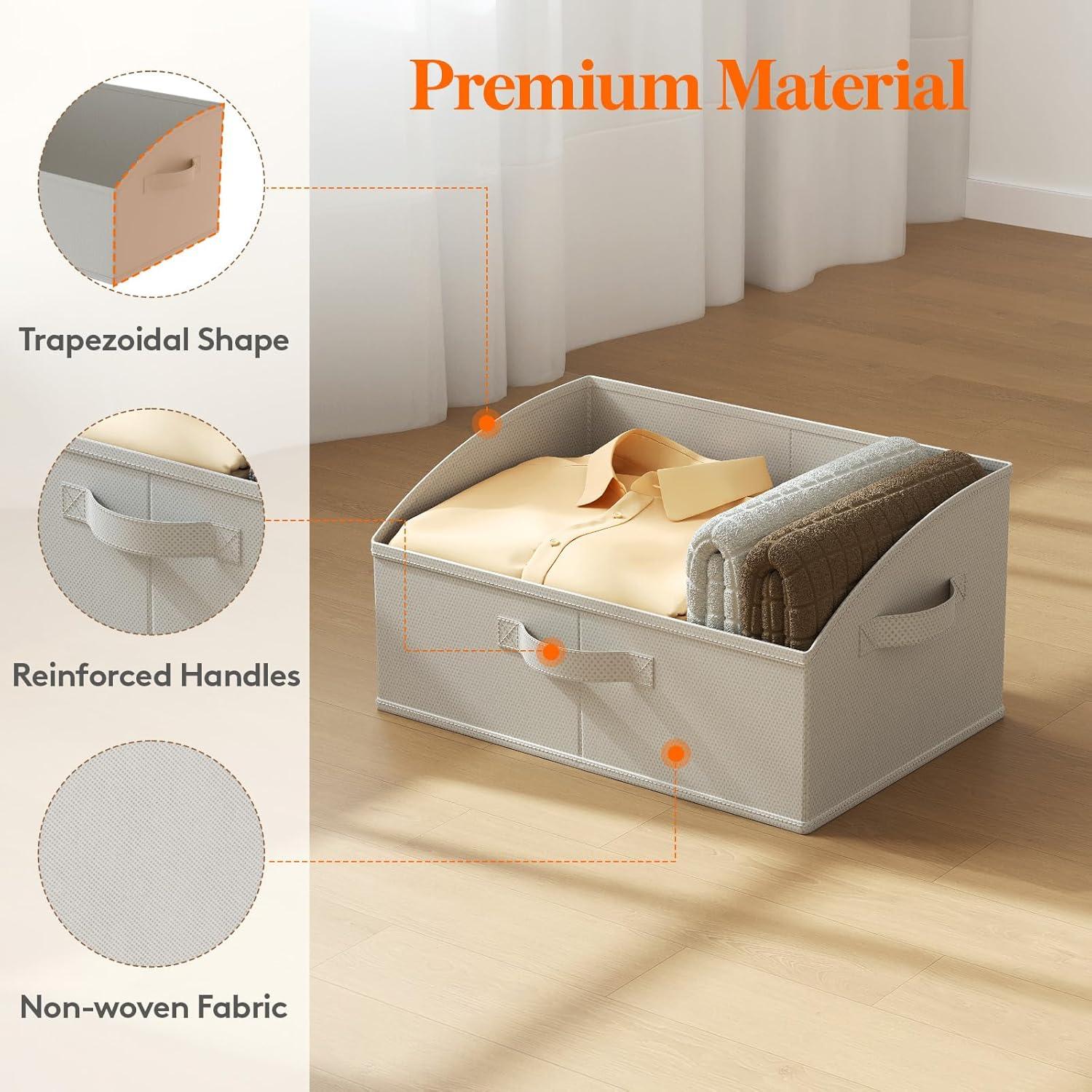 image:imageLifewit Trapezoid Closet Storage Bins for Shelf 6 Packs Nonwoven Closet Organizer Baskets with Handles Foldable Clothes Containers Boxes for Clothing Book Purse 23L Extra Large Light GrayLight Gray