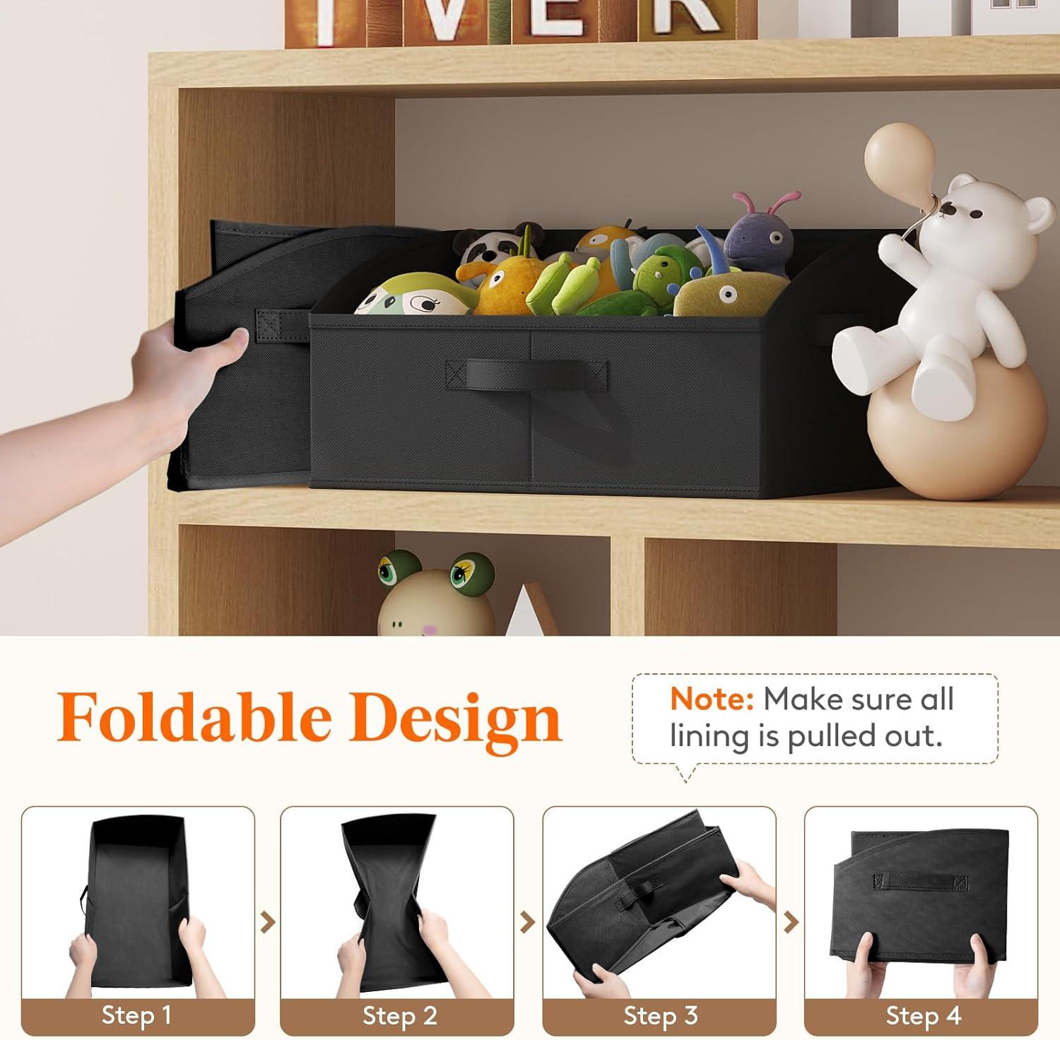 image:imageLifewit Trapezoid Closet Storage Bins for Shelf 6 Packs Nonwoven Closet Organizer Baskets with Handles Foldable Clothes Containers Boxes for Clothing Book Purse 23L Extra Large Light GrayBlack
