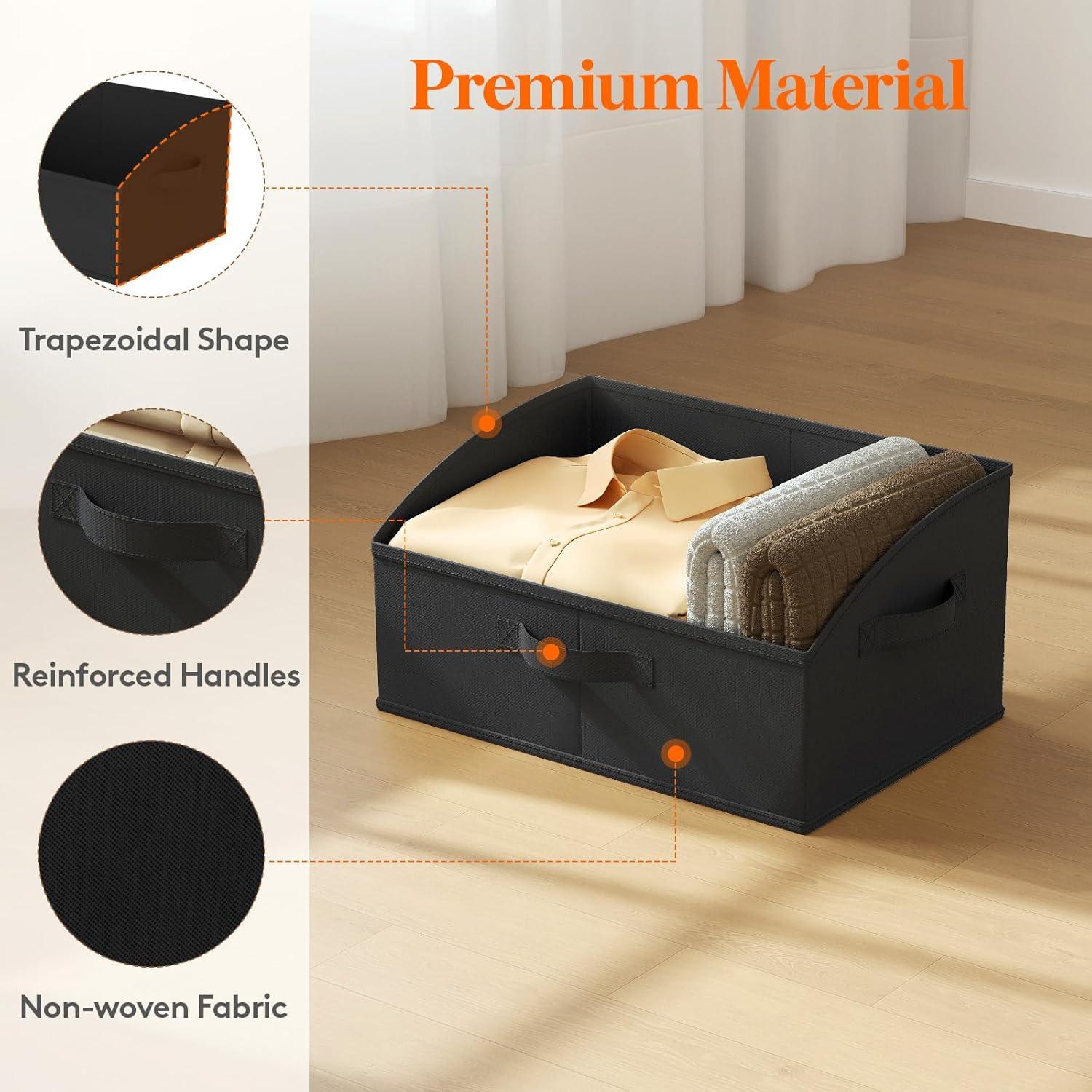 image:imageLifewit Trapezoid Closet Storage Bins for Shelf 6 Packs Nonwoven Closet Organizer Baskets with Handles Foldable Clothes Containers Boxes for Clothing Book Purse 23L Extra Large Light GrayBlack