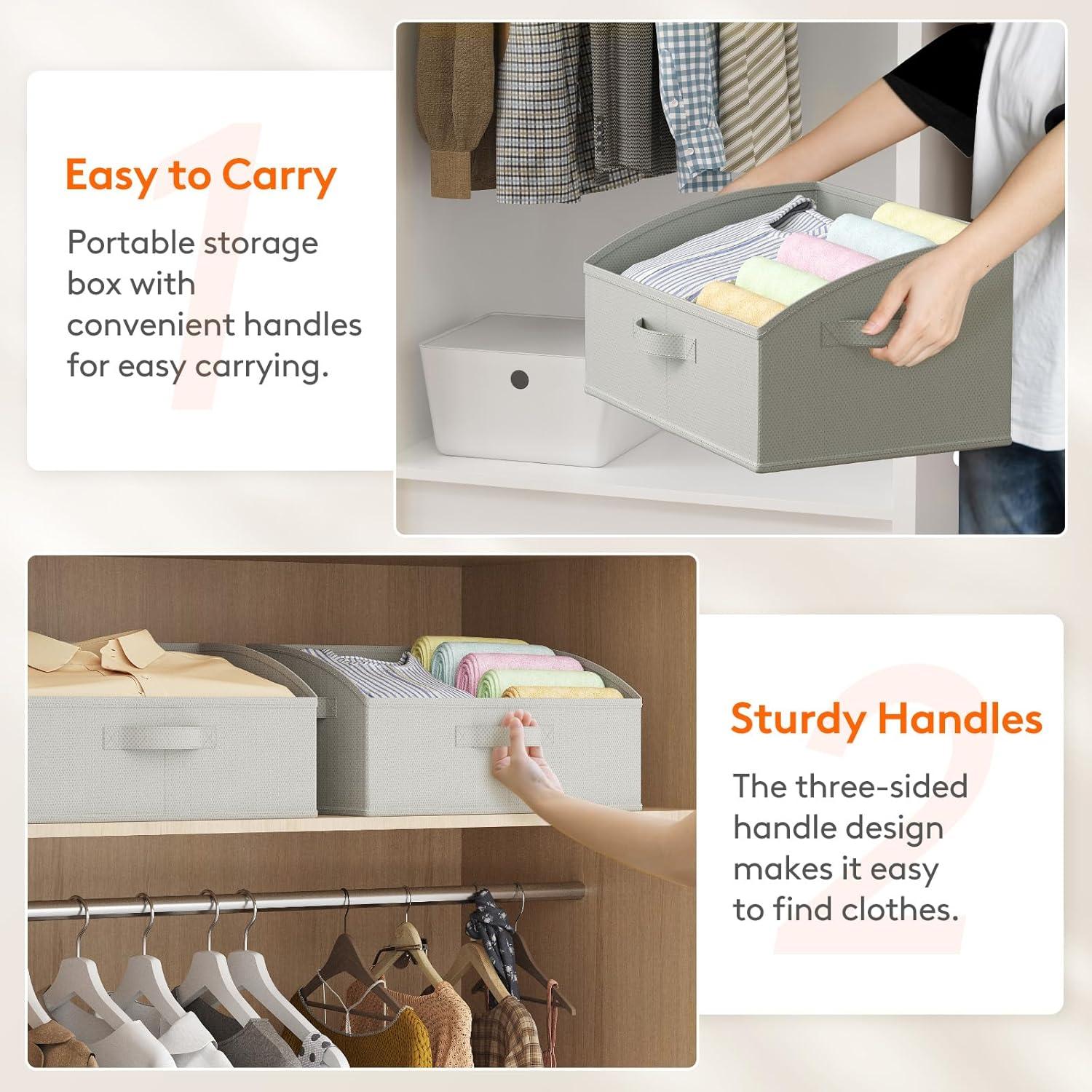 image:imageLifewit Trapezoid Closet Storage Bins for Shelf 6 Packs Nonwoven Closet Organizer Baskets with Handles Foldable Clothes Containers Boxes for Clothing Book Purse 23L Extra Large Light GrayLight Gray