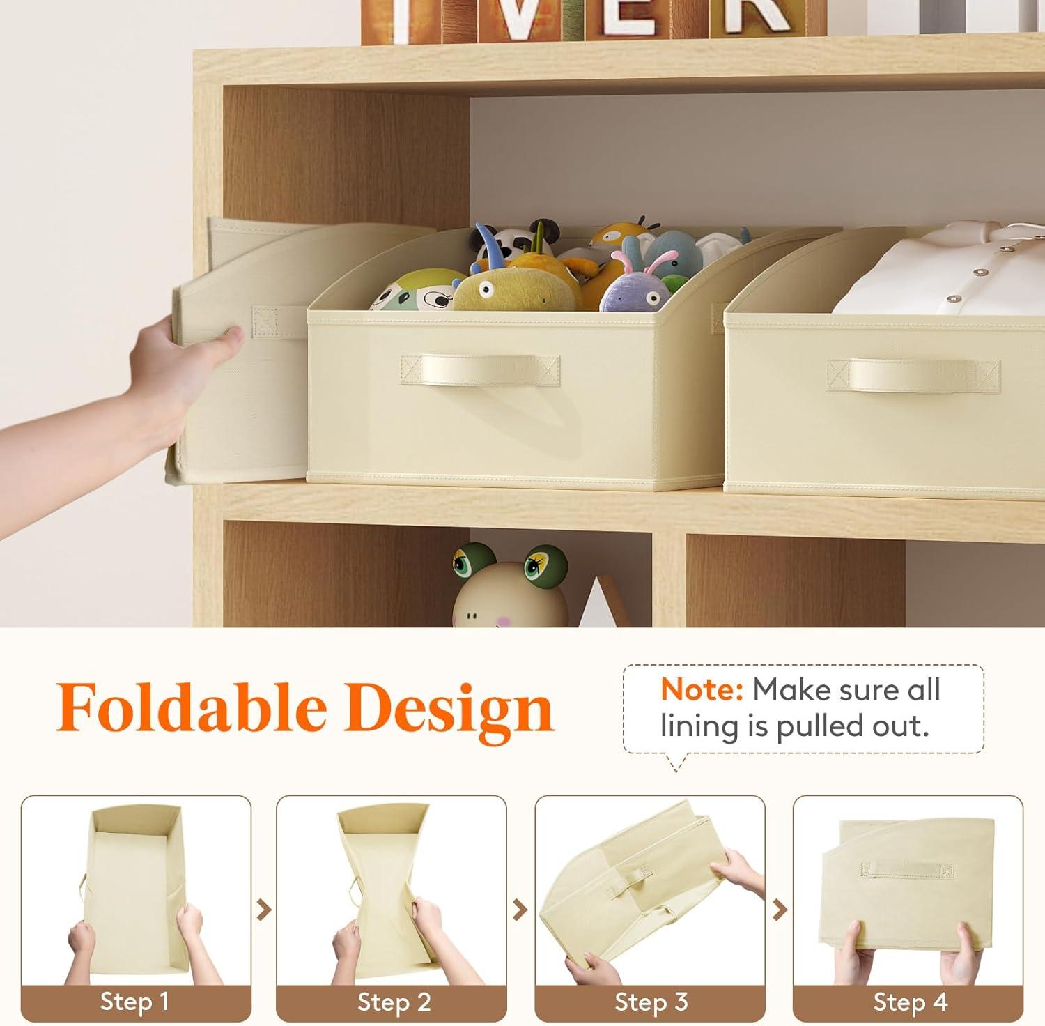 image:imageLifewit Trapezoid Closet Storage Bins for Shelf 6 Packs Nonwoven Closet Organizer Baskets with Handles Foldable Clothes Containers Boxes for Clothing Book Purse 23L Extra Large Light GrayBeige