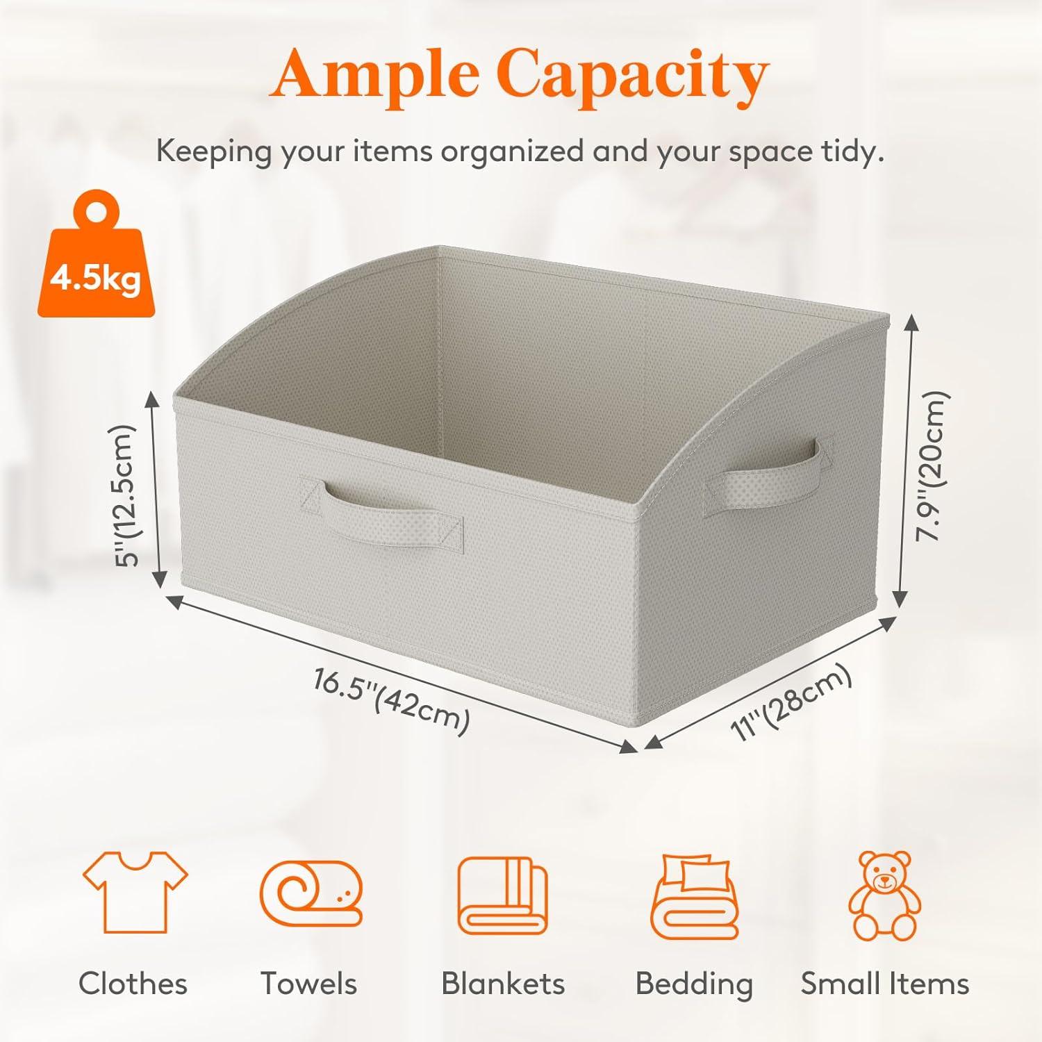 image:imageLifewit Trapezoid Closet Storage Bins for Shelf 6 Packs Nonwoven Closet Organizer Baskets with Handles Foldable Clothes Containers Boxes for Clothing Book Purse 23L Extra Large Light GrayLight Gray