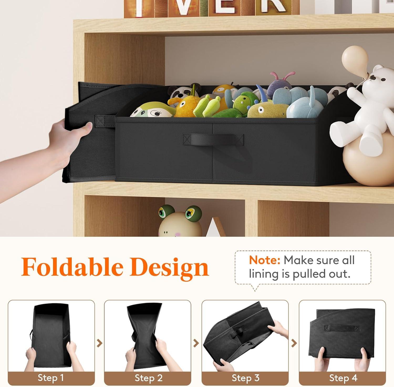 image:imageLifewit Trapezoid Closet Storage Bins for Shelf 6 Packs Nonwoven Closet Organizer Baskets with Handles Foldable Clothes Containers Boxes for Clothing Book Purse 23L Extra Large Light GrayBlack