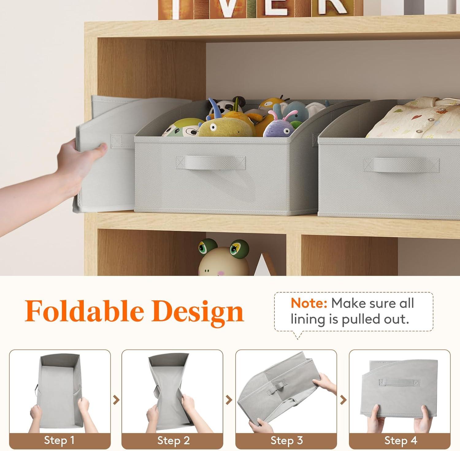 image:imageLifewit Trapezoid Closet Storage Bins for Shelf 6 Packs Nonwoven Closet Organizer Baskets with Handles Foldable Clothes Containers Boxes for Clothing Book Purse 23L Extra Large Light GrayLight Gray