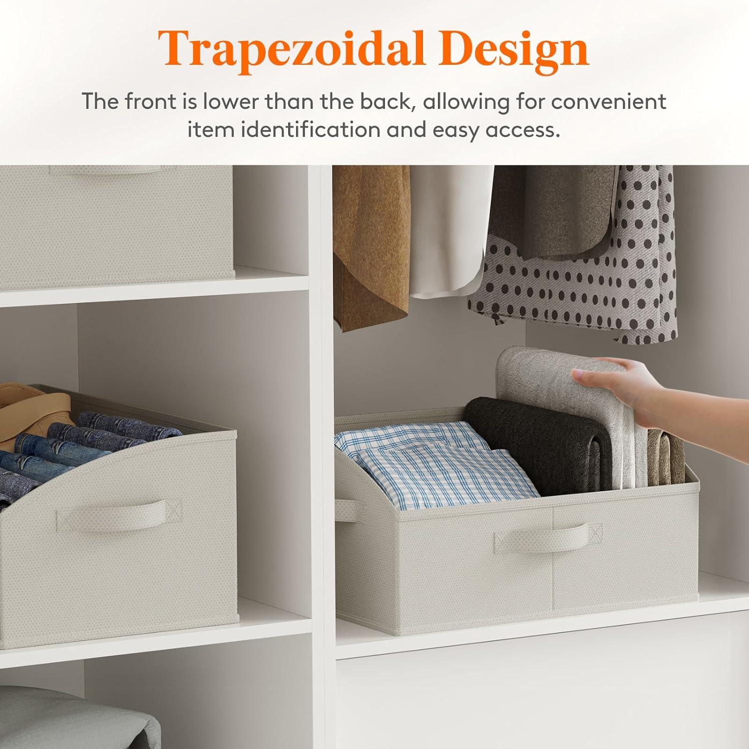 image:imageLifewit Trapezoid Closet Storage Bins for Shelf 6 Packs Nonwoven Closet Organizer Baskets with Handles Foldable Clothes Containers Boxes for Clothing Book Purse 23L Extra Large Light GrayLight Gray