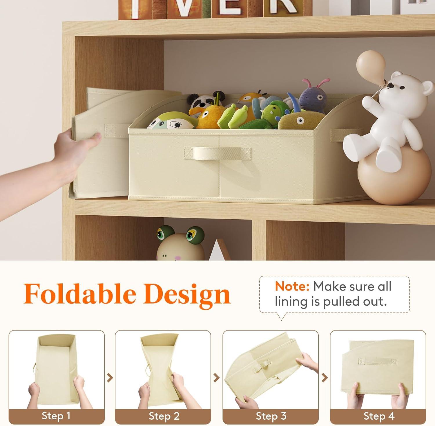 image:imageLifewit Trapezoid Closet Storage Bins for Shelf 6 Packs Nonwoven Closet Organizer Baskets with Handles Foldable Clothes Containers Boxes for Clothing Book Purse 23L Extra Large Light GrayBeige