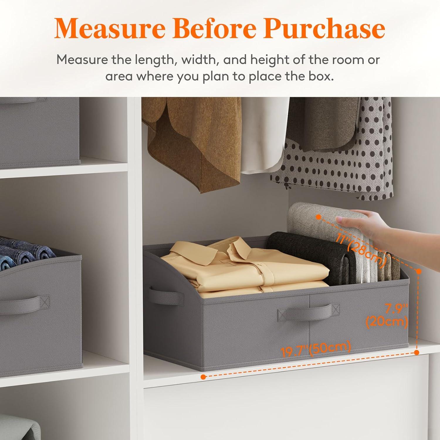 image:imageLifewit Trapezoid Closet Storage Bins for Shelf 6 Packs Nonwoven Closet Organizer Baskets with Handles Foldable Clothes Containers Boxes for Clothing Book Purse 23L Extra Large Light GrayGray