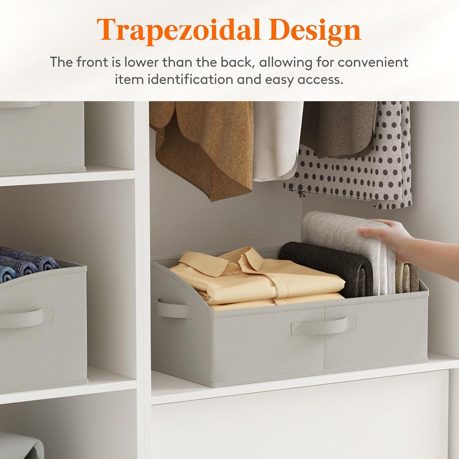 image:imageLifewit Trapezoid Closet Storage Bins for Shelf 6 Packs Nonwoven Closet Organizer Baskets with Handles Foldable Clothes Containers Boxes for Clothing Book Purse 23L Extra Large Light GrayLight Gray