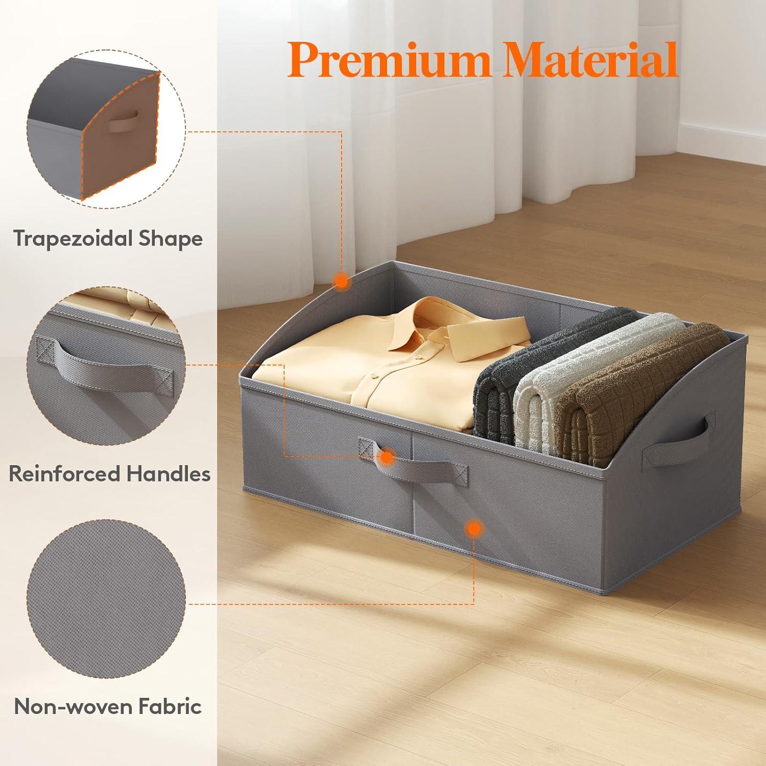 image:imageLifewit Trapezoid Closet Storage Bins for Shelf 6 Packs Nonwoven Closet Organizer Baskets with Handles Foldable Clothes Containers Boxes for Clothing Book Purse 23L Extra Large Light GrayGray