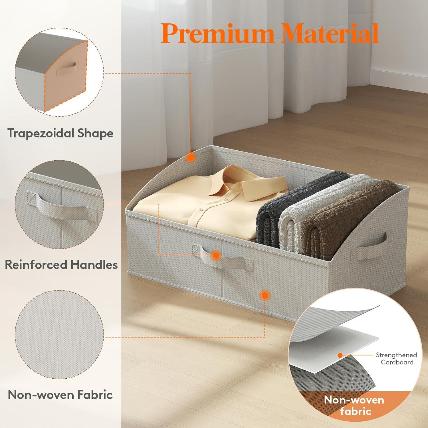 image:imageLifewit Trapezoid Closet Storage Bins for Shelf 6 Packs Nonwoven Closet Organizer Baskets with Handles Foldable Clothes Containers Boxes for Clothing Book Purse 23L Extra Large Light GrayLight Gray